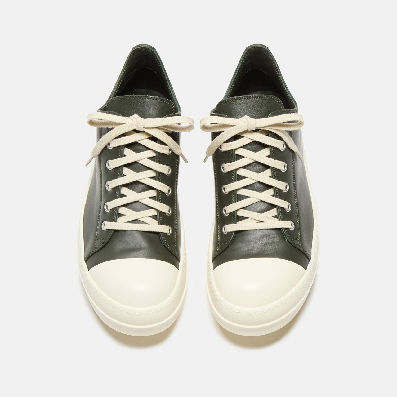 Rick Owens Scarpe Leather Sneakers - Forest / Milk | Kith Forest / Milk