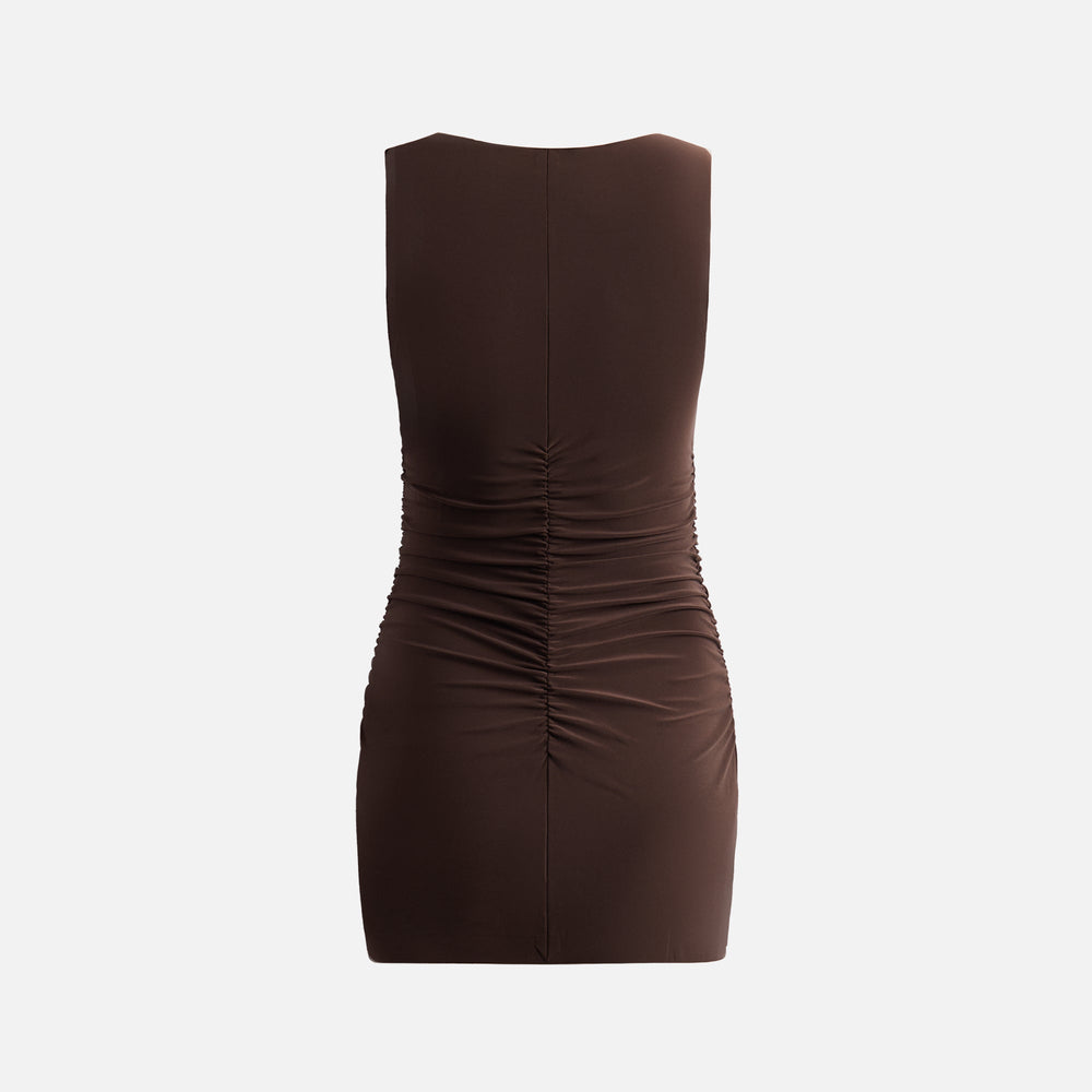 Norma Kamali Sleeveless Pickleball Mini Dress - Chocolate | Kith Chocolate