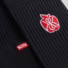 Kith Apple Crest Embroidered Socks - Black | Kith Black