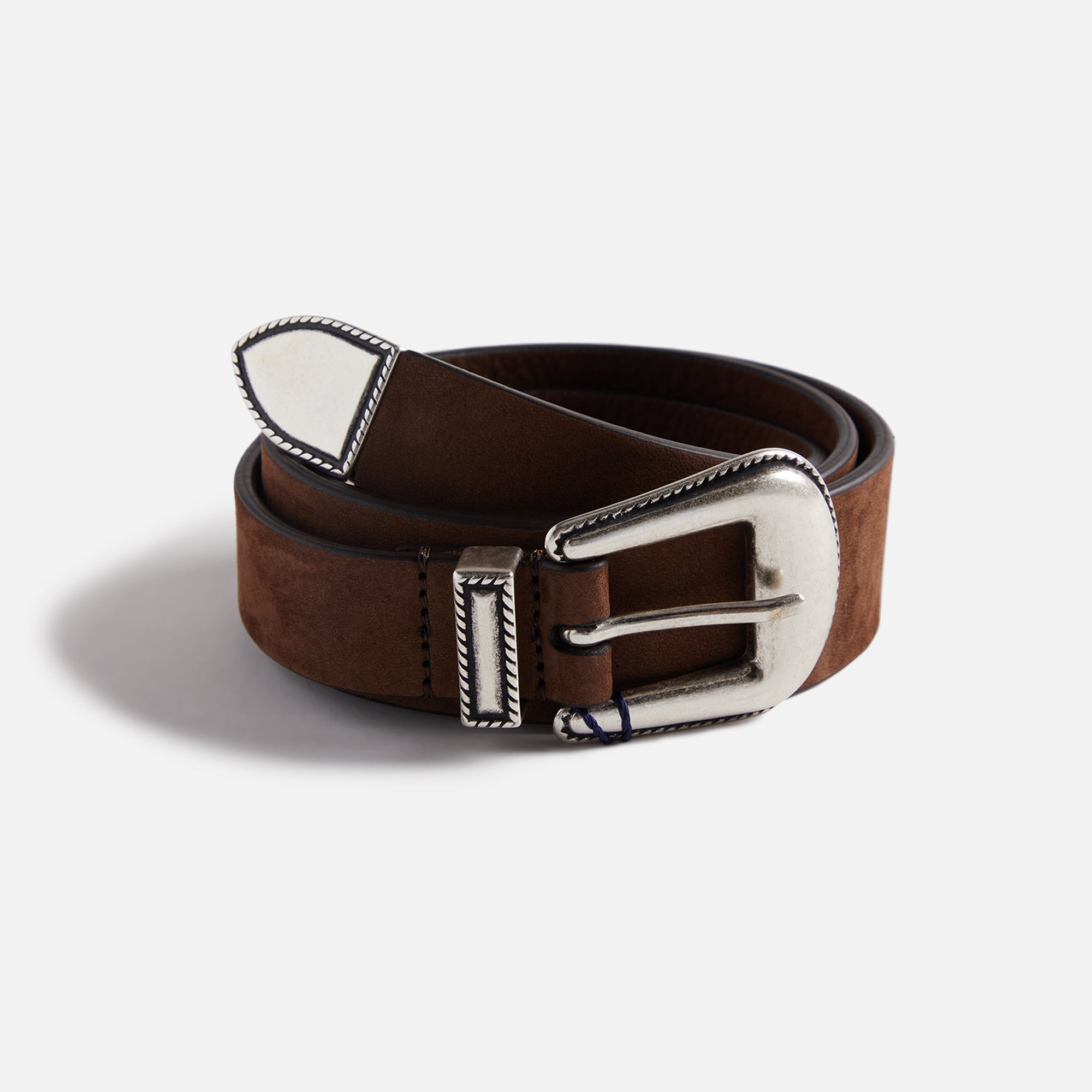 Anderson's Narrowing Detail Western Nubuck Leather Belt - Brown | Kith Brown