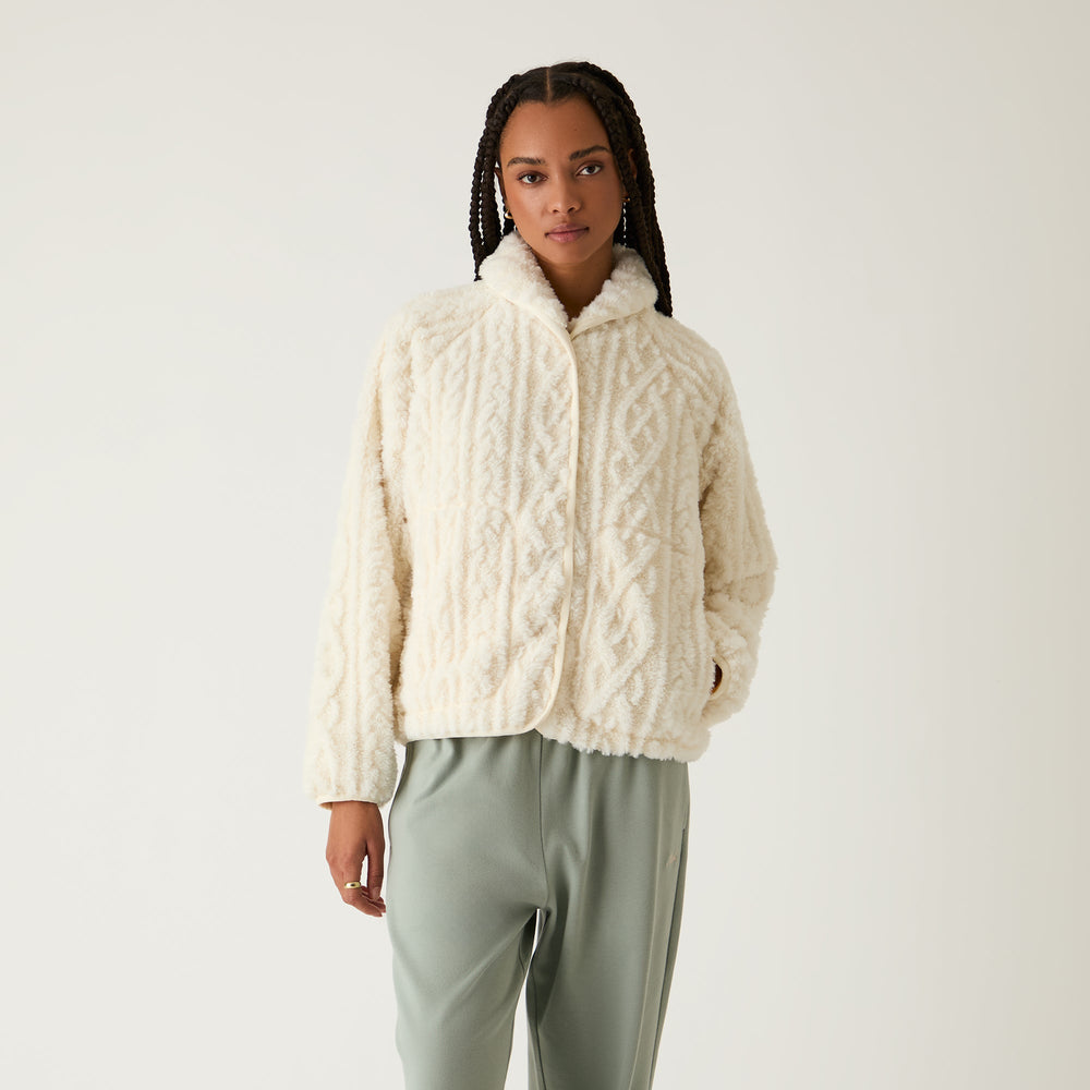 Kith Women Grayson Cable Sherpa Jacket - Sandrift | Kith Sandrift