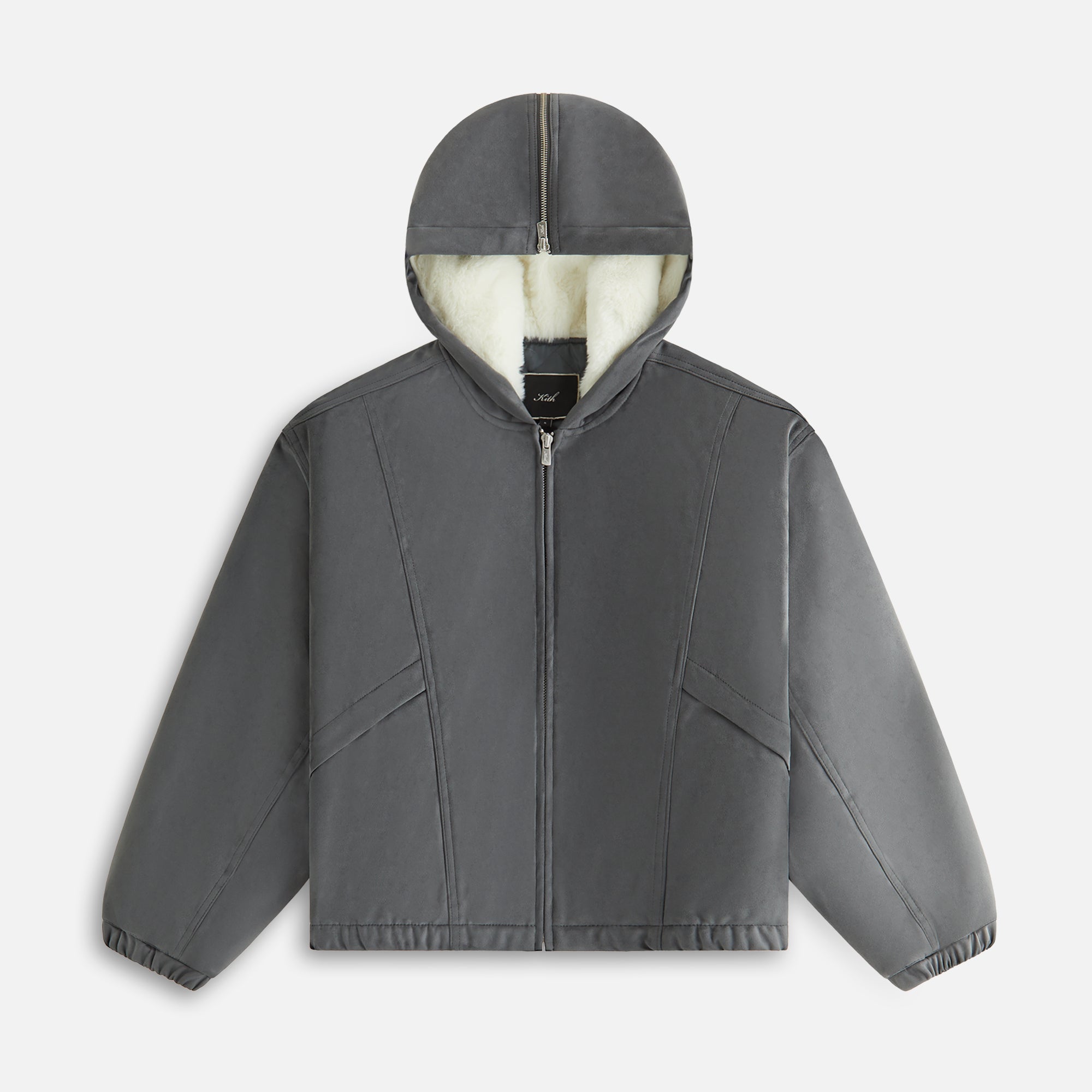 Kith Women Nylas Microsuede Zip Hooded Bomber - Asteroid | Kith Asteroid
