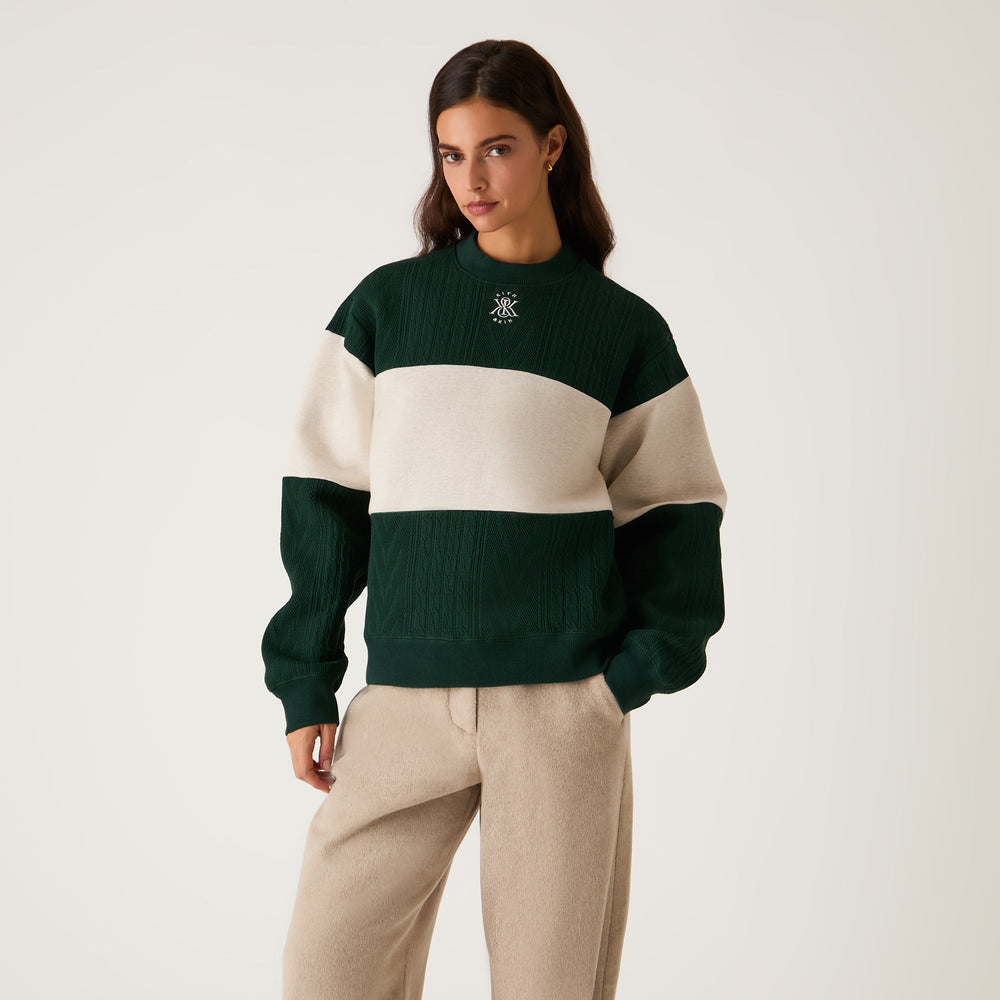 Kith Women Ashwin Cable Panelled Crewneck - Stadium | Kith Stadium