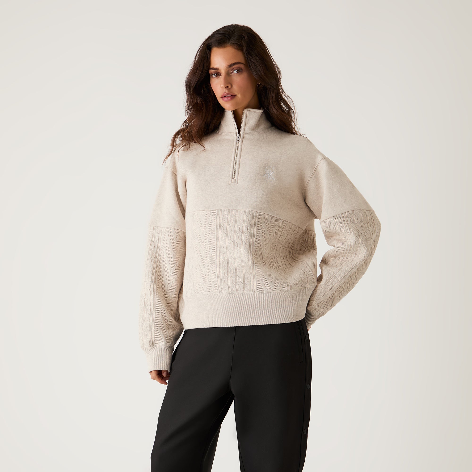 Kith Women Hunter Cable Panelled Quarter Zip - Sandy Heather | Kith Sandy Heather