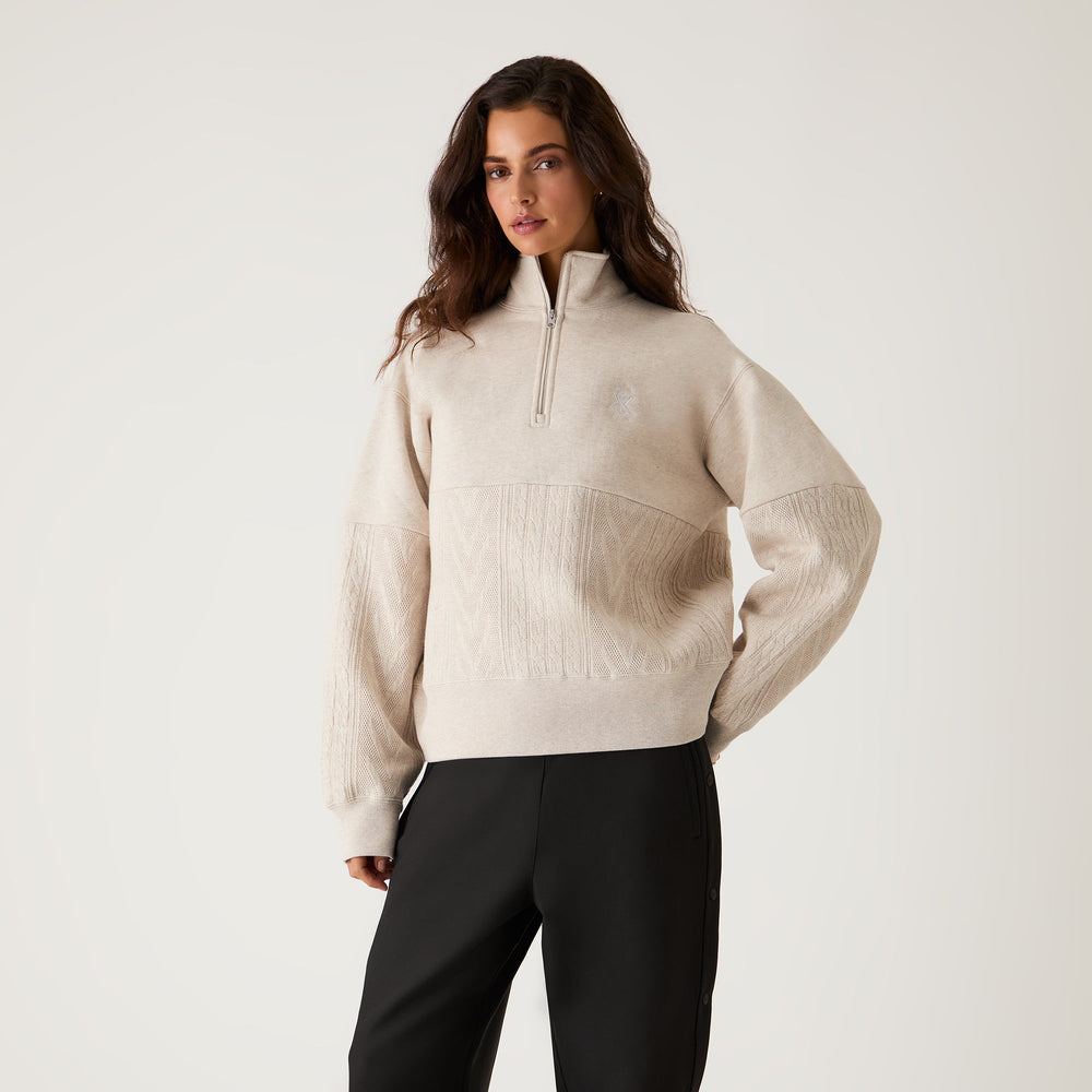 Kith Women Hunter Cable Panelled Quarter Zip - Sandy Heather | Kith Sandy Heather