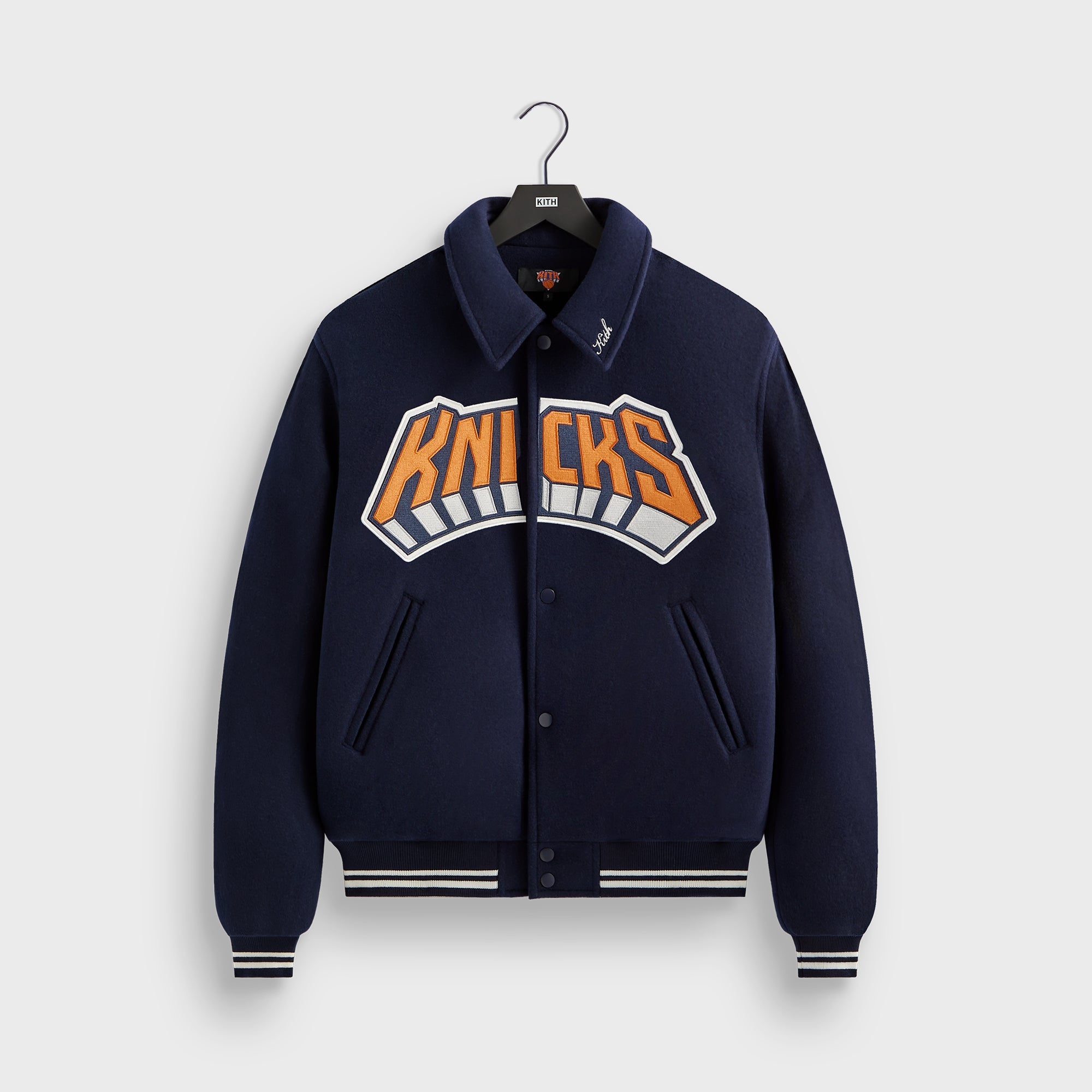 Kith for the New York Knicks Empire Wool Coaches Jacket - Nocturnal | Kith Nocturnal