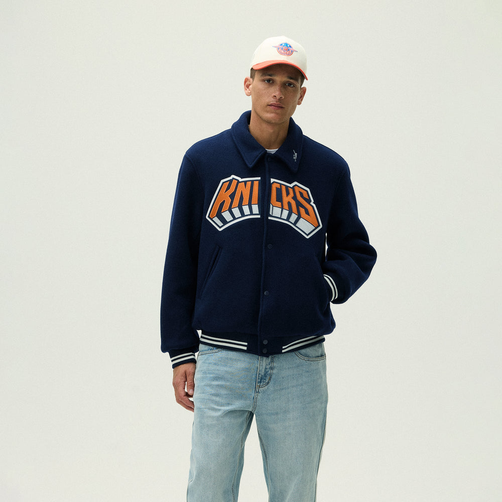 Kith for the New York Knicks Empire Wool Coaches Jacket - Nocturnal | Kith Nocturnal