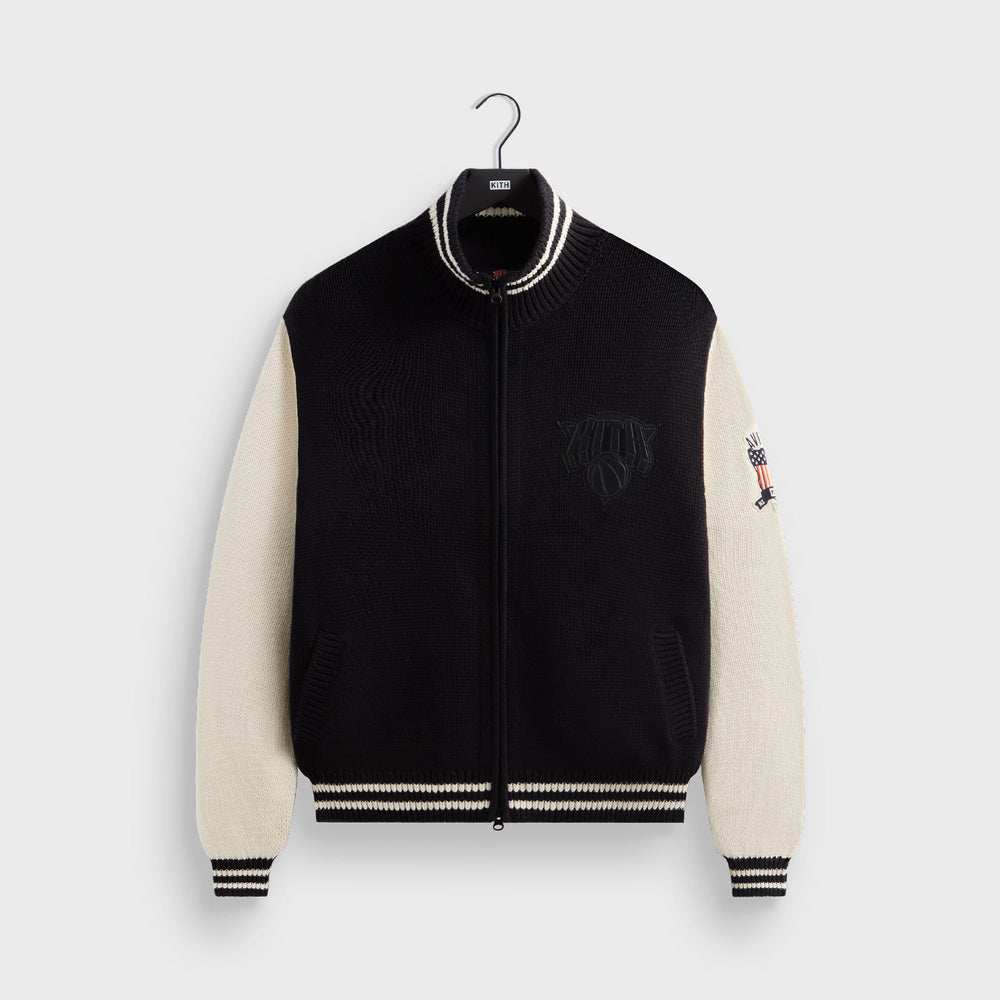 Kith & AVIREX for the New York Knicks Wyona Full Zip Sweater - Black | Kith Black