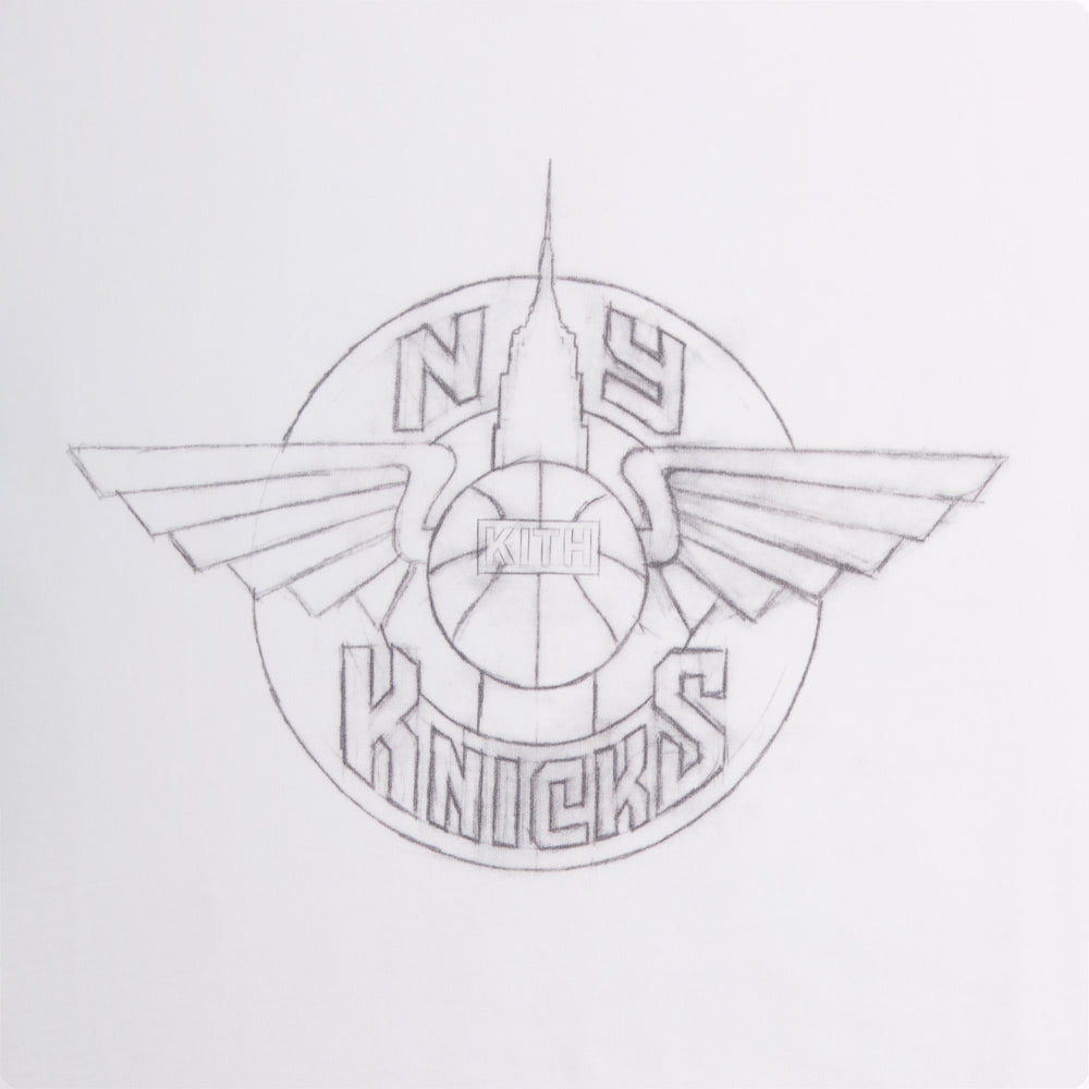 Kith for the New York Knicks Wingman Sketch Vintage Tee - White | Kith White