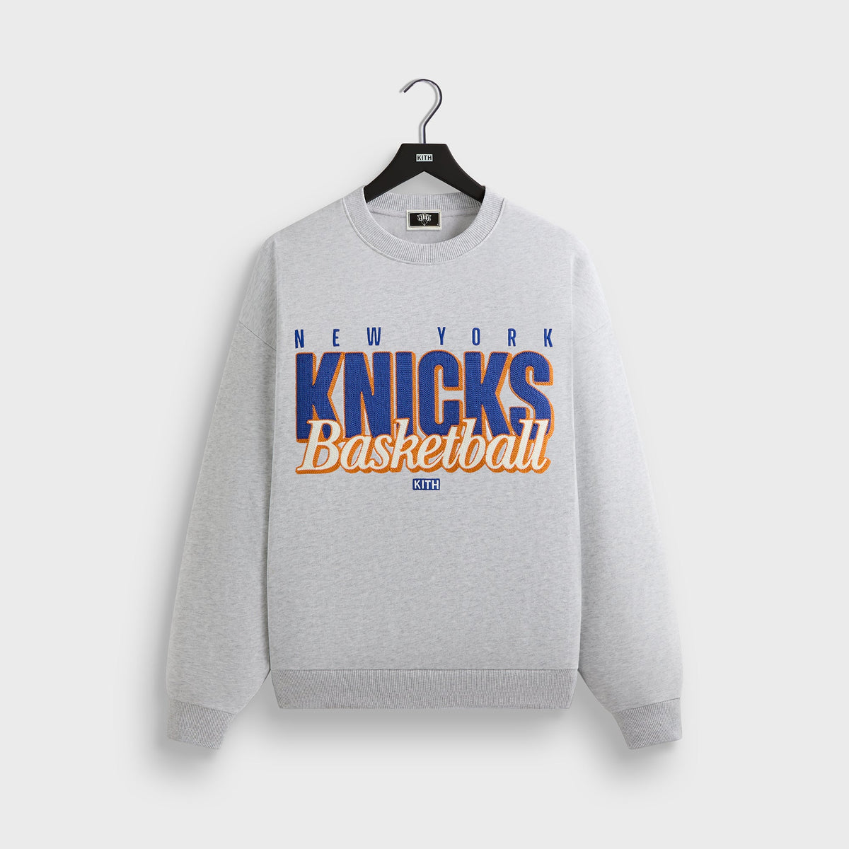 Kith for the New York Knicks Classic Vintage Nelson Crewneck - Light H | Kith Light Heather Grey