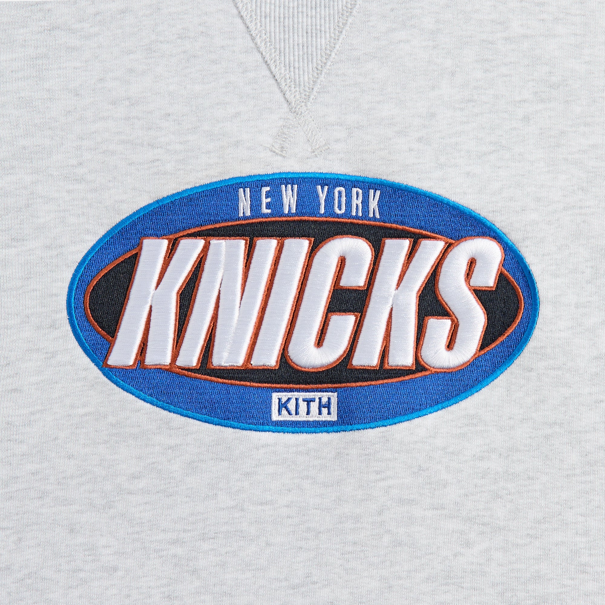 Kith for the New York Knicks Y2K Vintage Nelson Crewneck - Light Heath | Kith Light Heather Grey