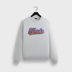 Kith for the New York Knicks Script Vintage Nelson Crewneck - Light He | Kith Light Heather Grey
