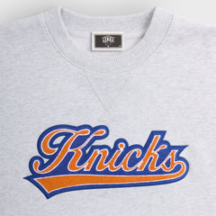 Kith for the New York Knicks Script Vintage Nelson Crewneck - Light He | Kith Light Heather Grey