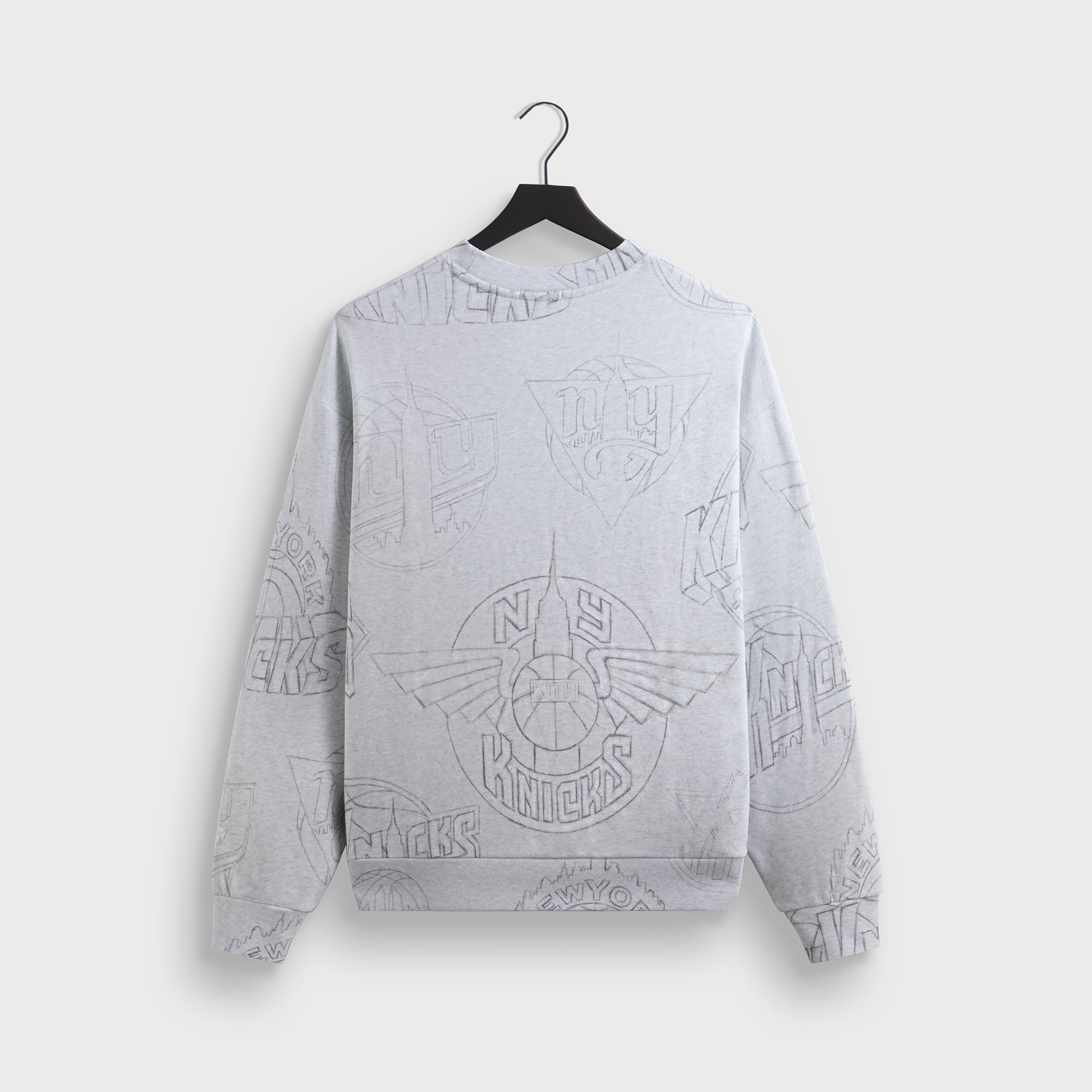 Kith for the New York Knicks Sketched Vintage Nelson Crewneck - Light | Kith Light Heather Grey