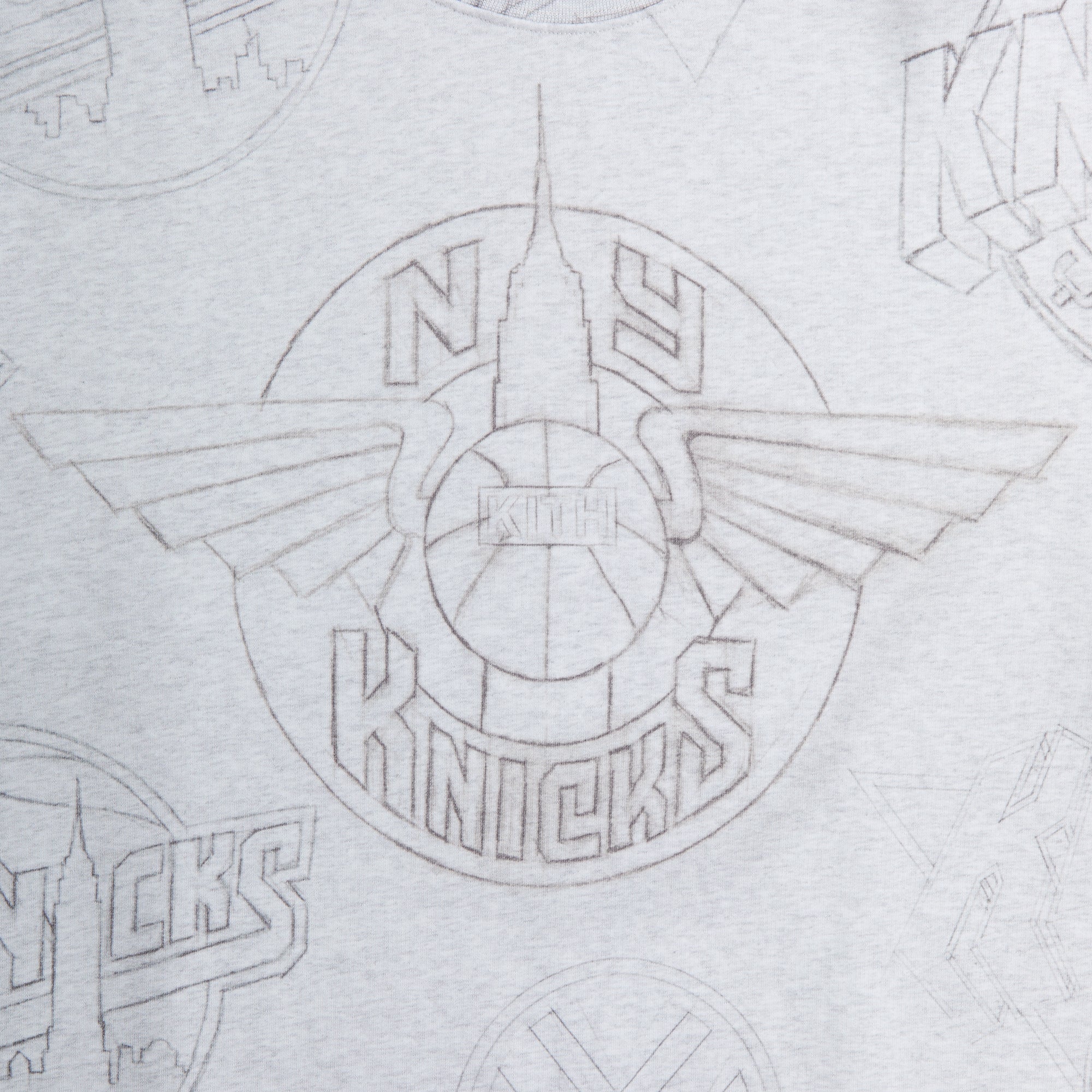Kith for the New York Knicks Sketched Vintage Nelson Crewneck - Light | Kith Light Heather Grey