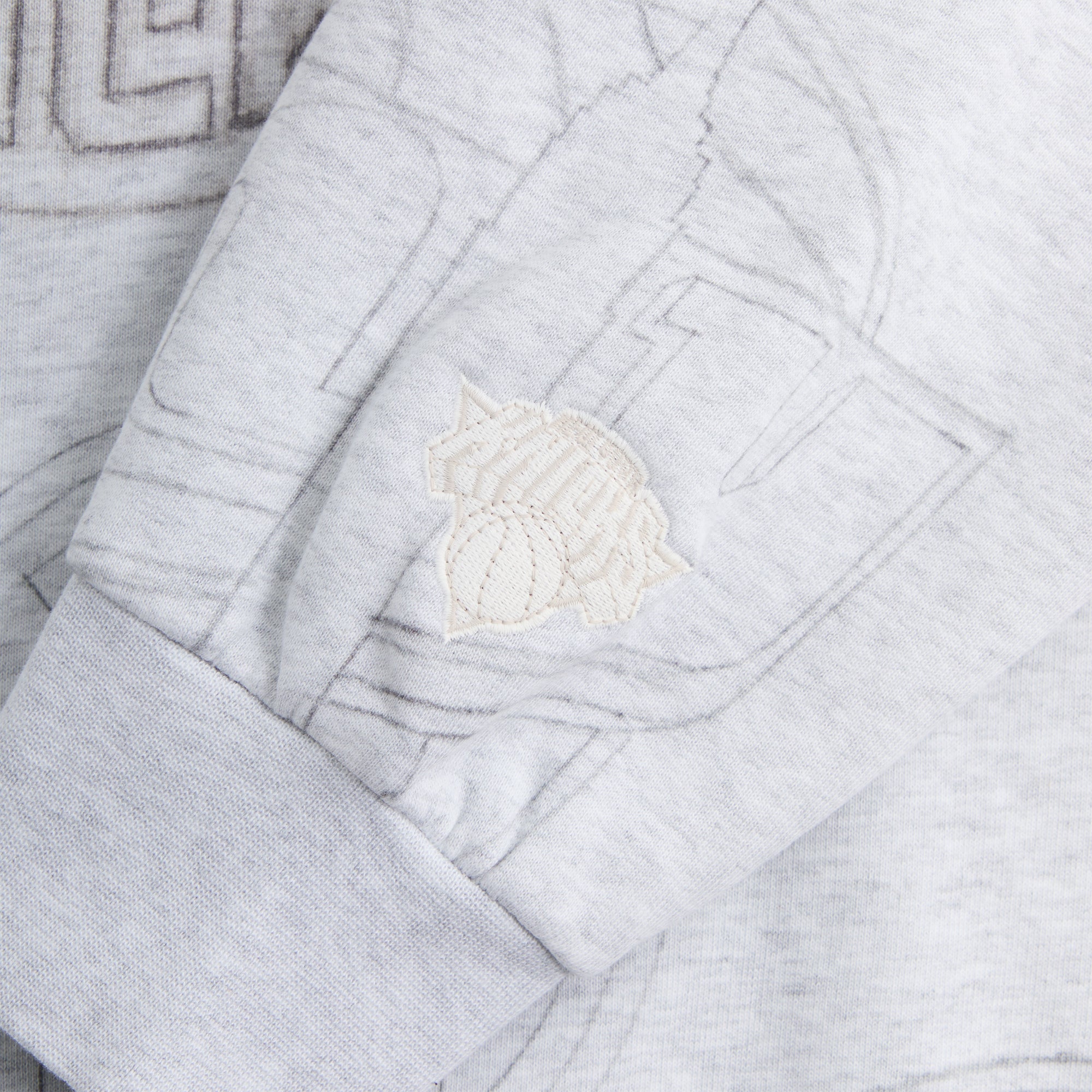 Kith for the New York Knicks Sketched Vintage Nelson Crewneck - Light | Kith Light Heather Grey