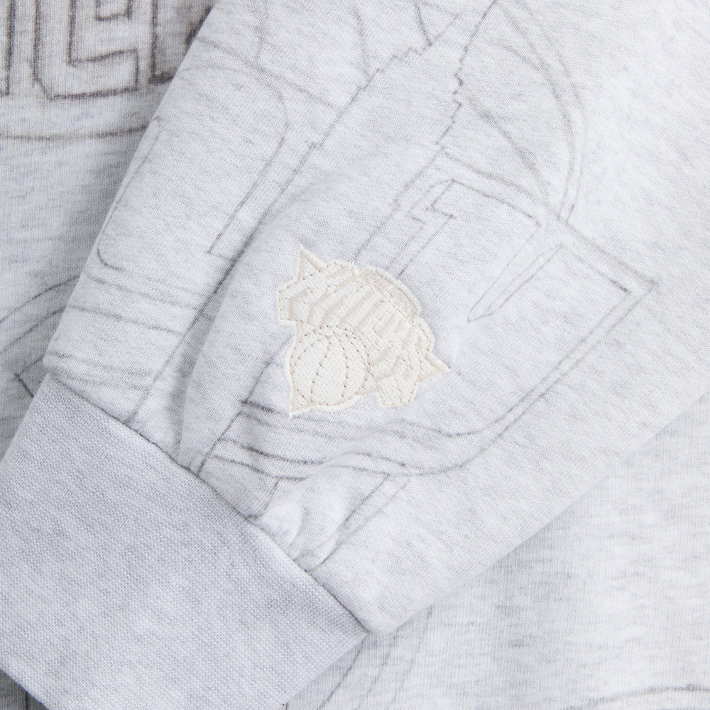 Kith for the New York Knicks Sketched Vintage Nelson Crewneck - Light | Kith Light Heather Grey