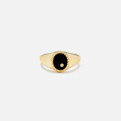Yvonne Leon Baby Signet Ring With Diamond - Black | Kith Black
