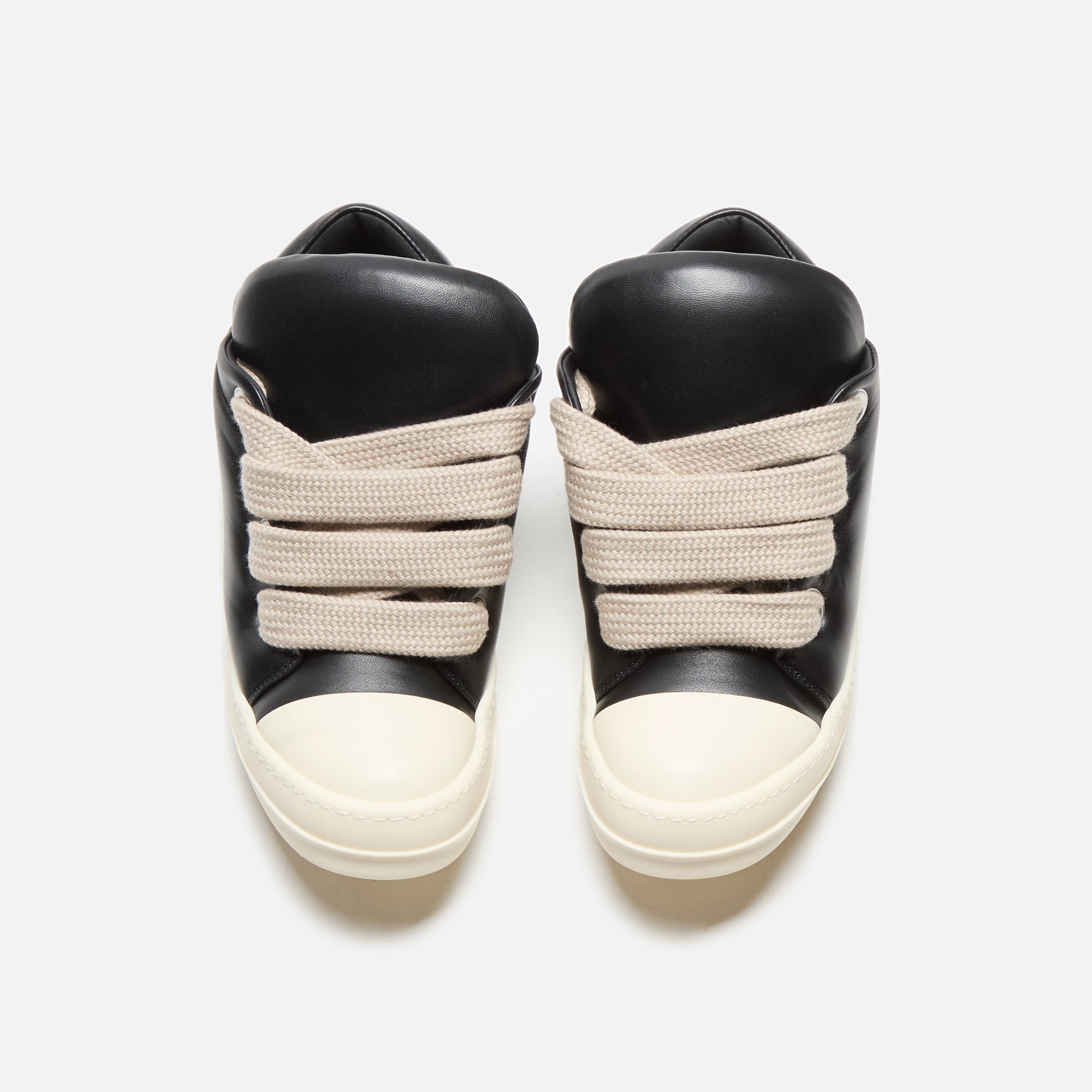 Rick Owens Scarpe in Pelle Jumbo Laced Padded Low Sneakers - Black / M | Kith Black / Milk