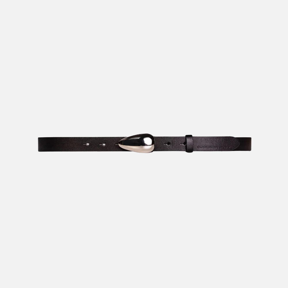 Black Suede Studio Bean Leather Belt - Black | Kith Black