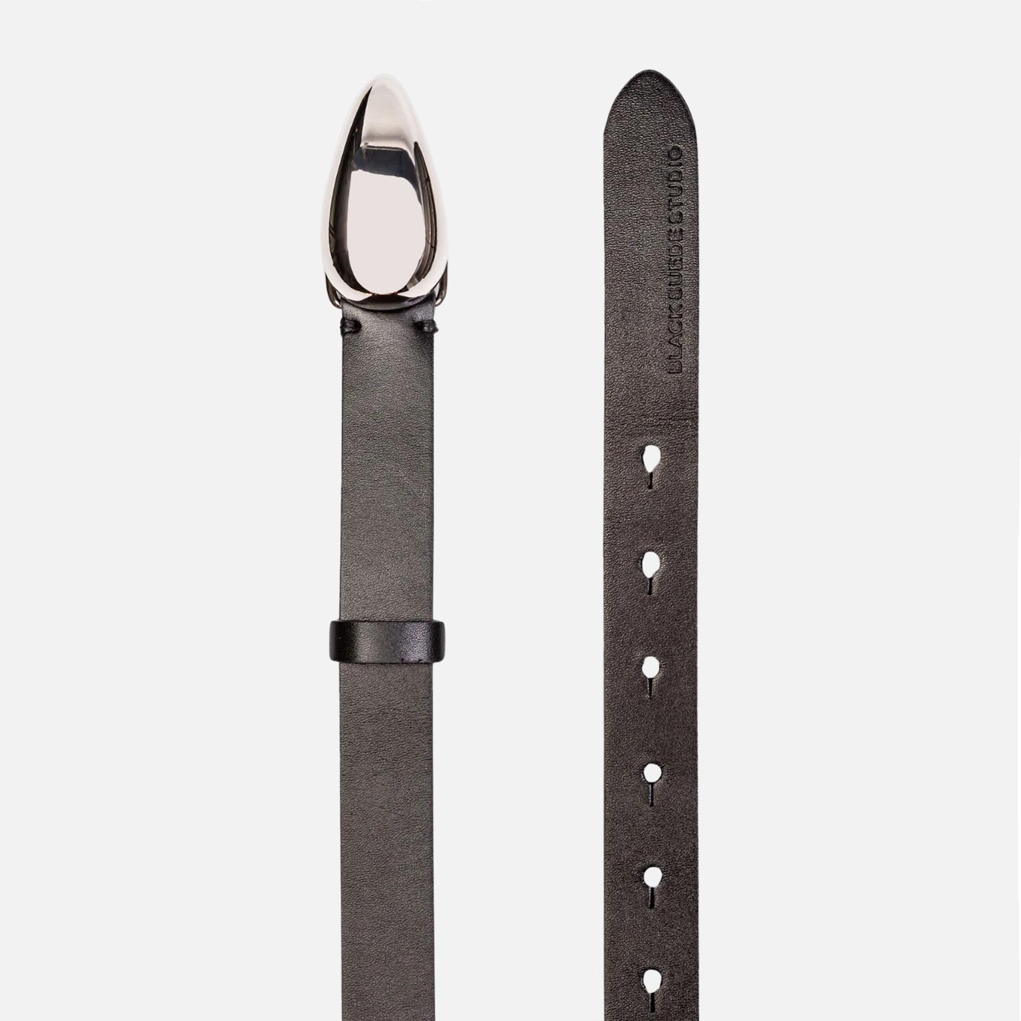 Black Suede Studio Bean Leather Belt - Black | Kith Black