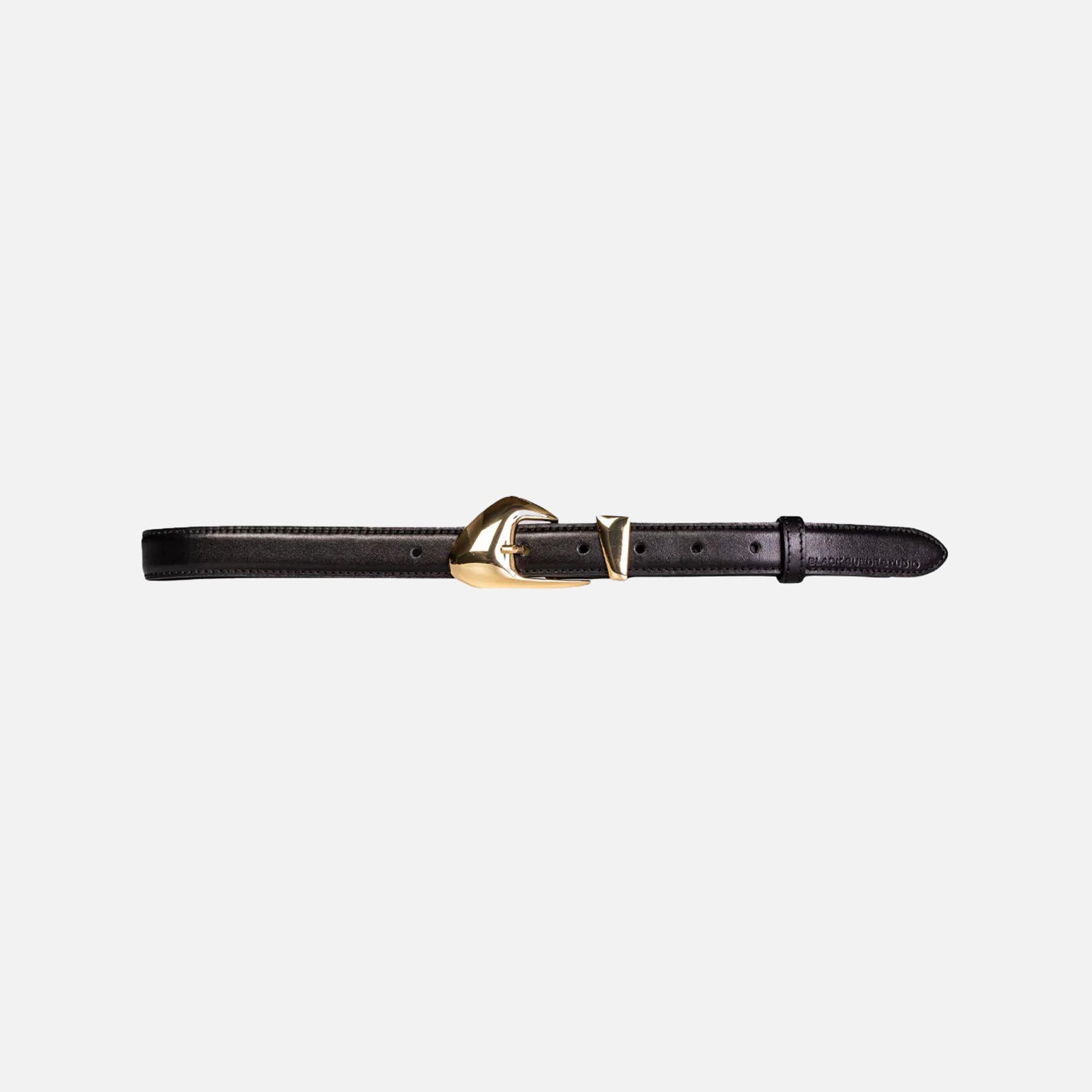 Black Suede Studio Slim Arrow Leather Belt - Black | Kith Black