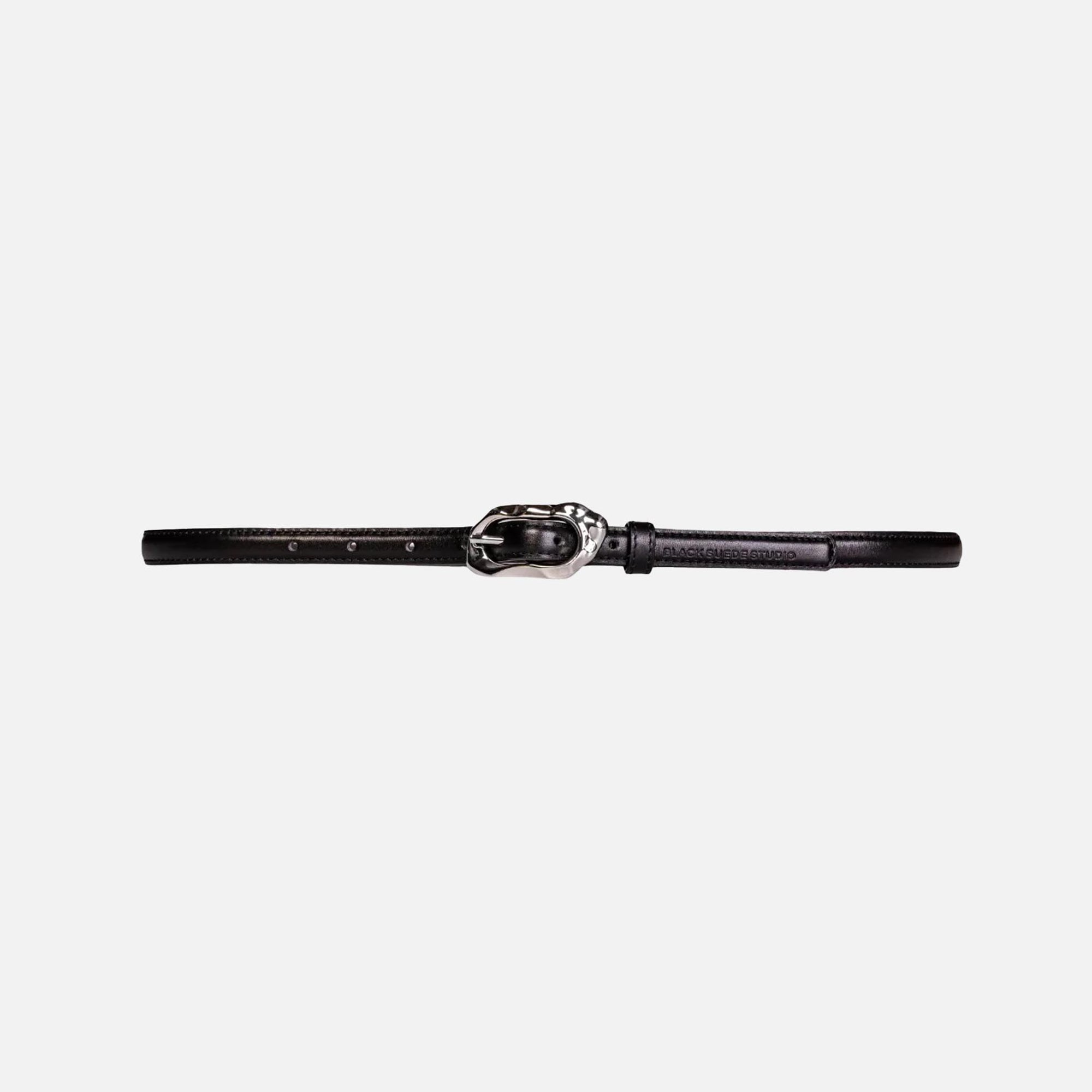 Black Suede Studio Greca Leather Belt - Black | Kith Black