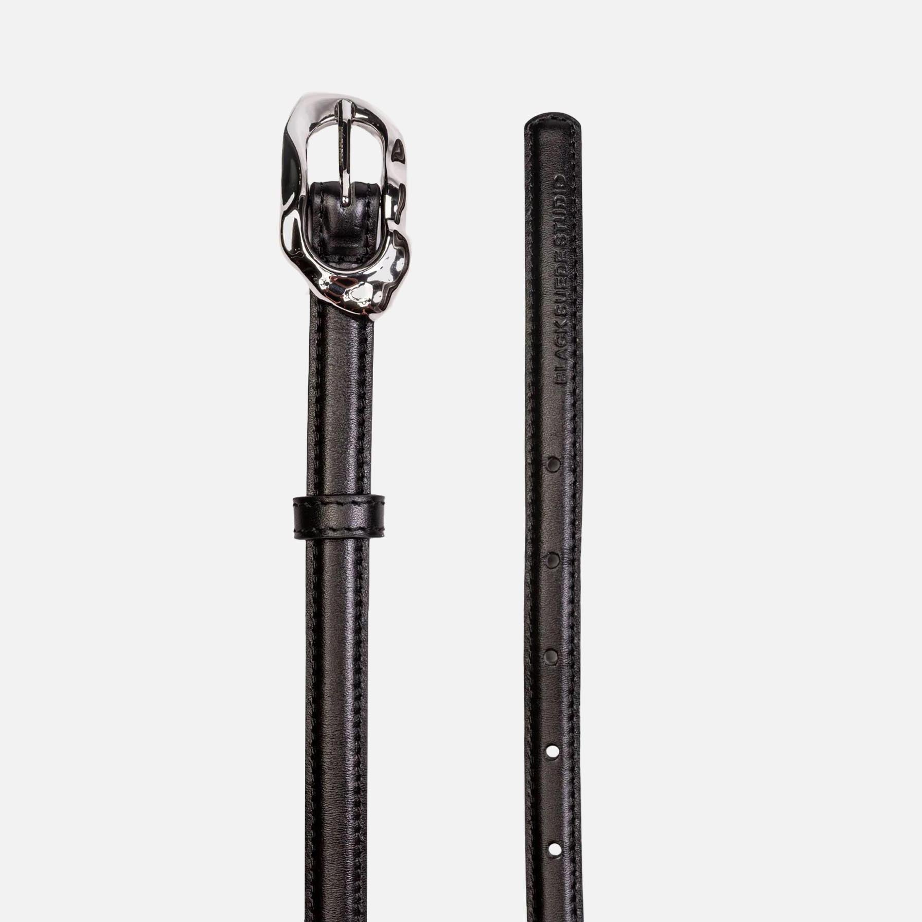 Black Suede Studio Greca Leather Belt - Black | Kith Black