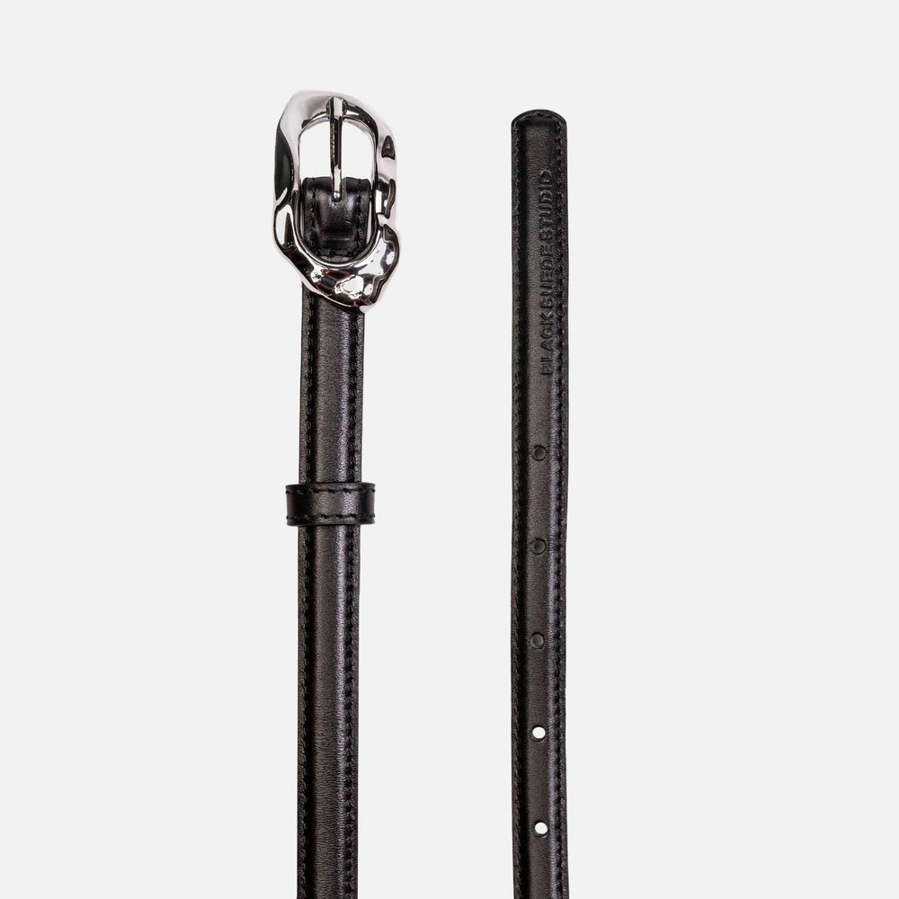 Black Suede Studio Greca Leather Belt - Black | Kith Black