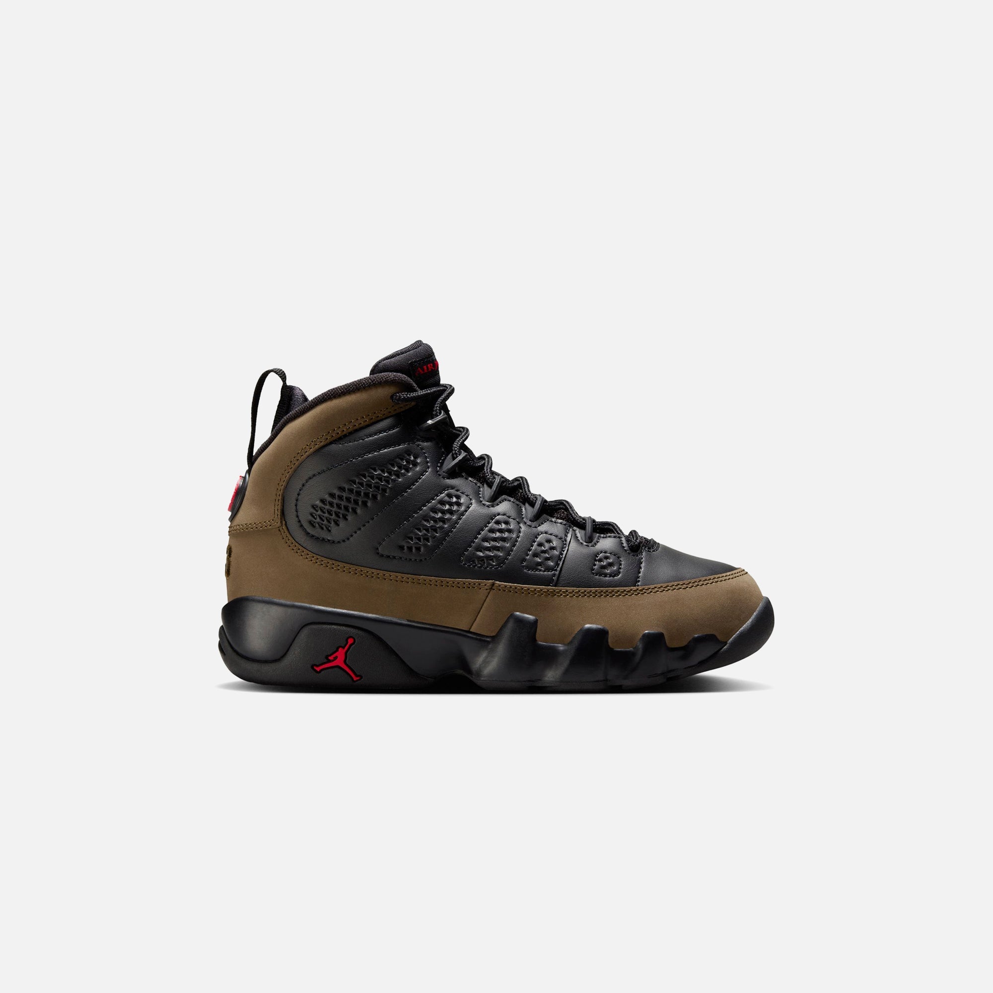 Jordan GS Air Jordan 9 Retro - Black / Light Olive / Varsity Red | Kith Black / Light Olive / Varsity Red