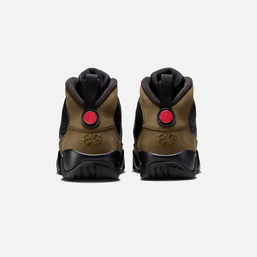 Jordan GS Air Jordan 9 Retro - Black / Light Olive / Varsity Red | Kith Black / Light Olive / Varsity Red