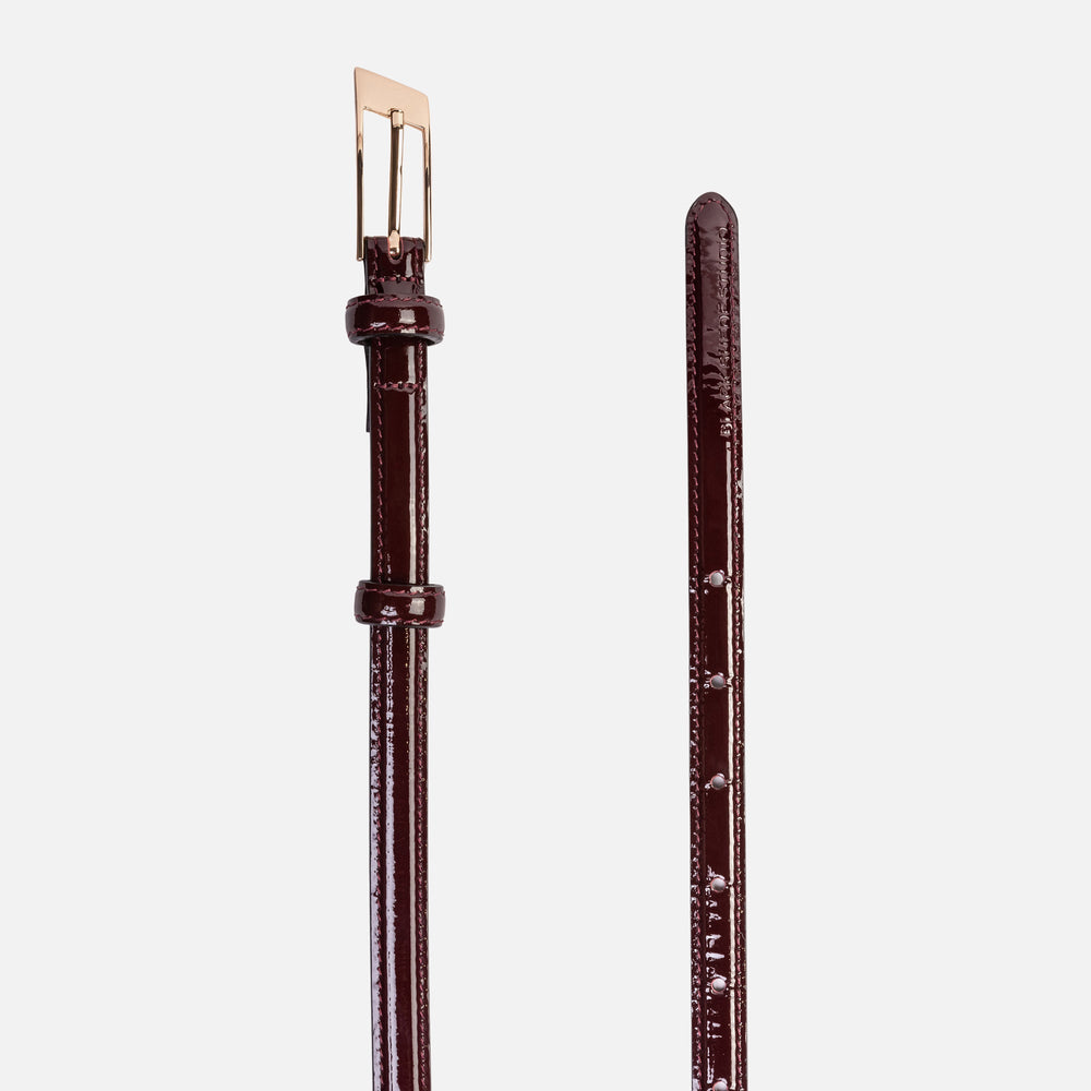 Black Suede Studio Slanted Belt - Raisin / Gold Hardware | Kith Raisin / Gold Hardware