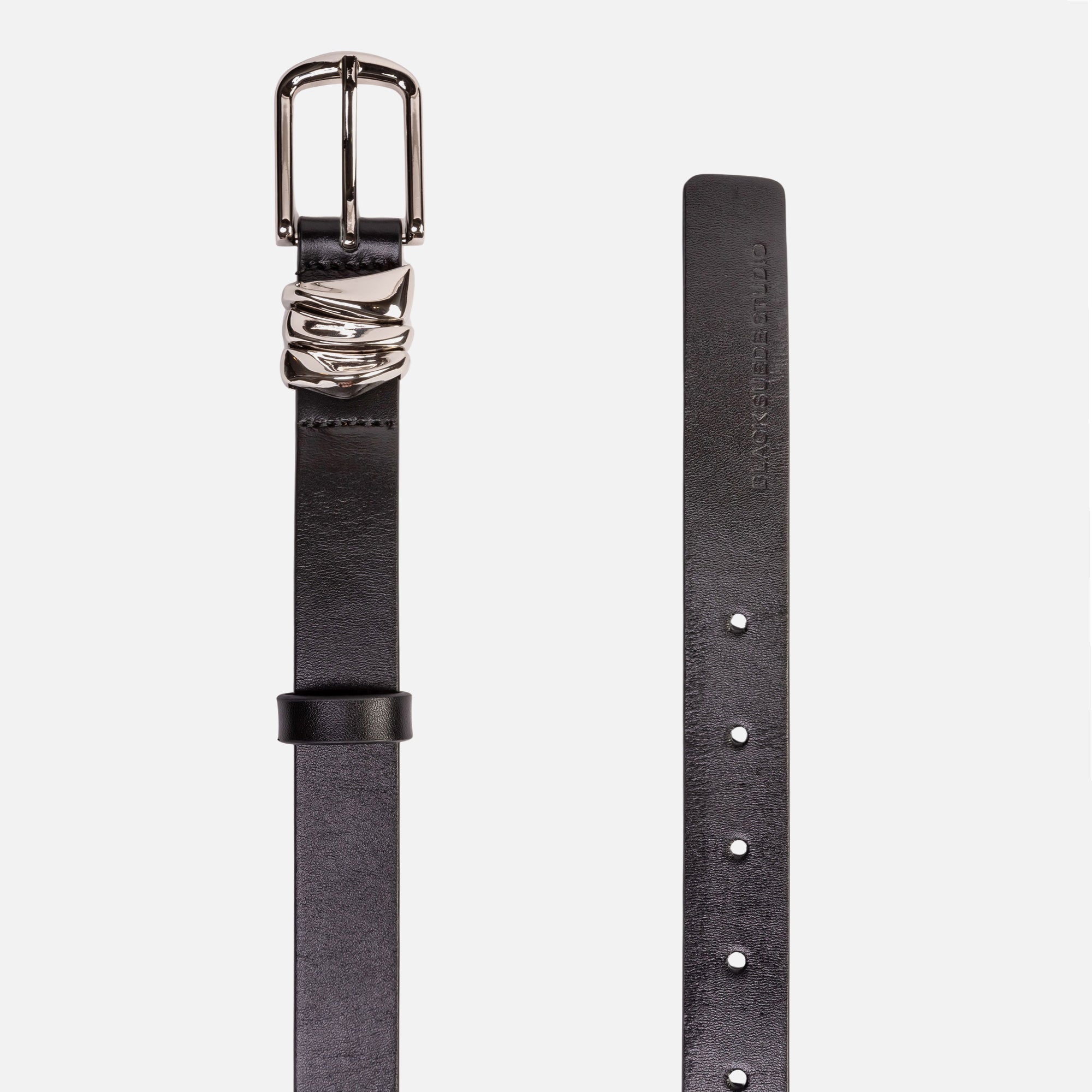 Black Suede Studio Boyfriend Belt - Black / Silver Hardware | Kith Black / Silver Hardware