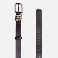 Black Suede Studio Boyfriend Belt - Black / Silver Hardware | Kith Black / Silver Hardware