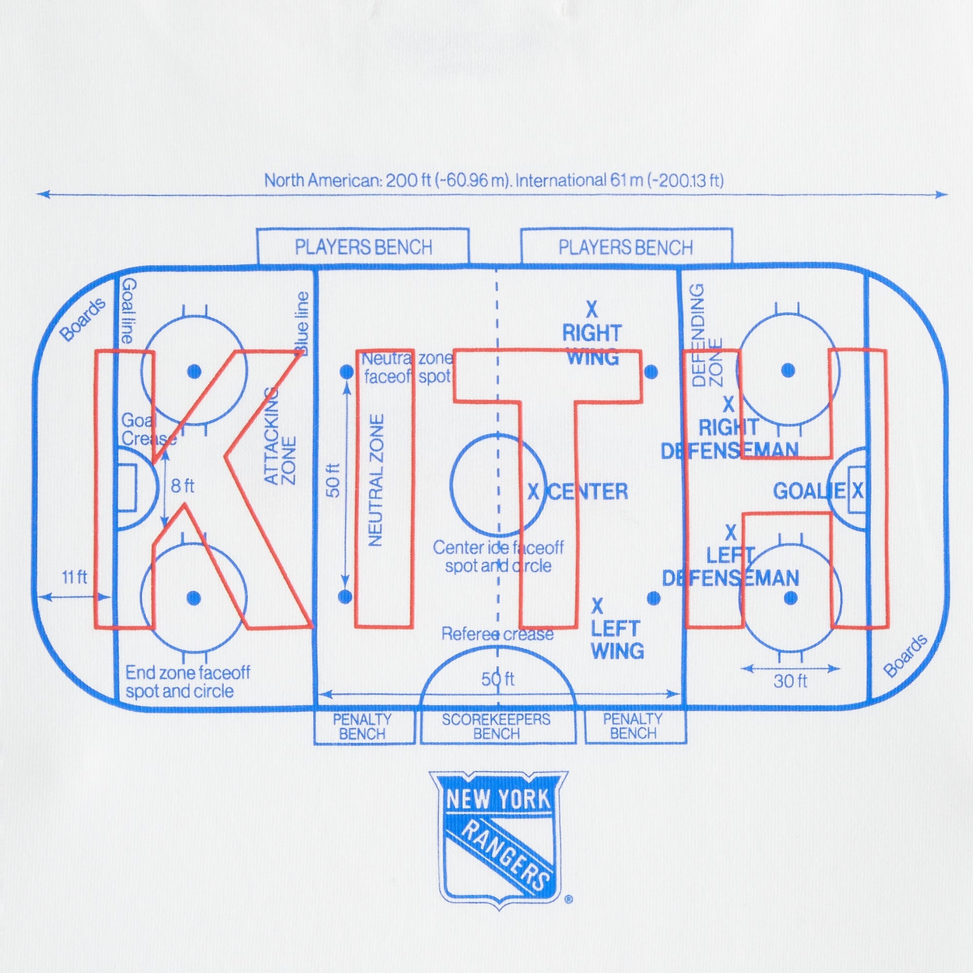 Kith Kids for the New York Rangers Hat Trick Rink Tee - White | Kith White