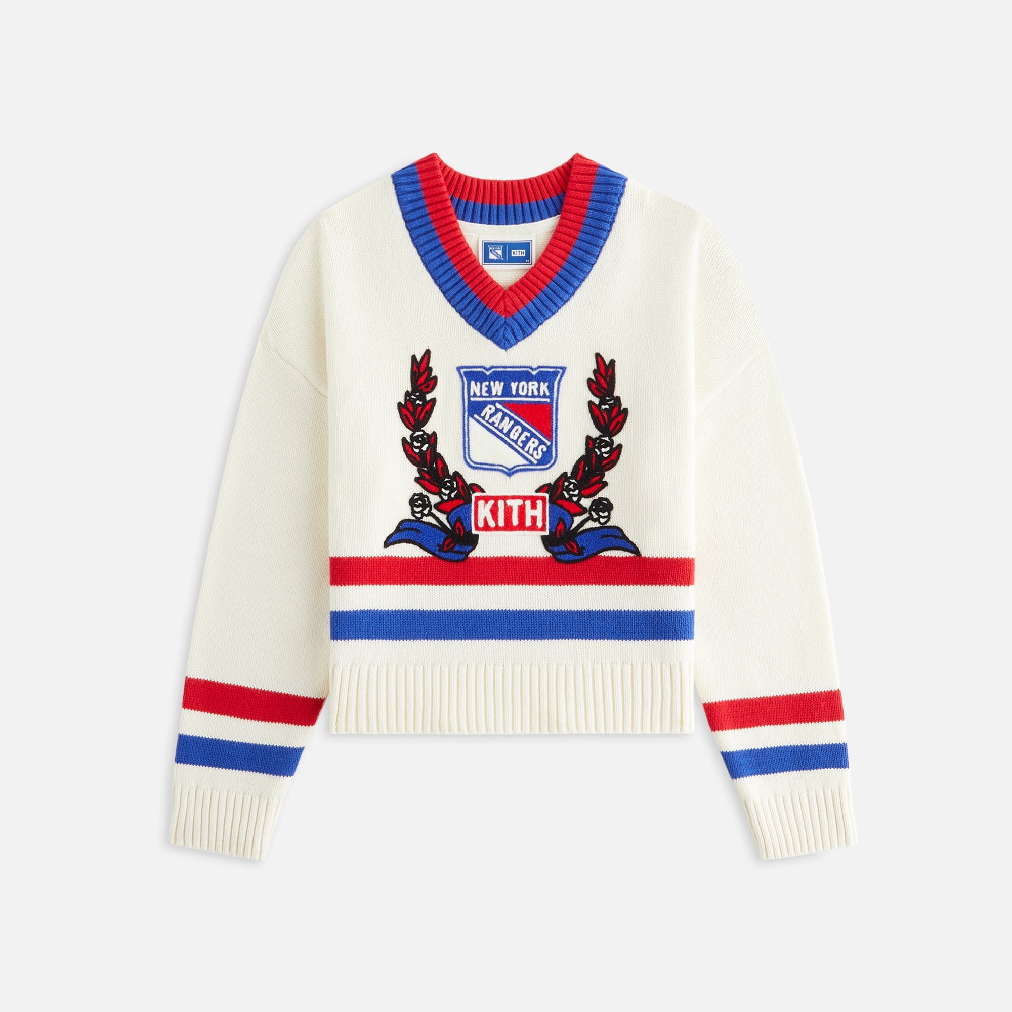 Kith Kids for the New York Rangers V-Neck Lewis Sweater - Sandrift | Kith Sandrift