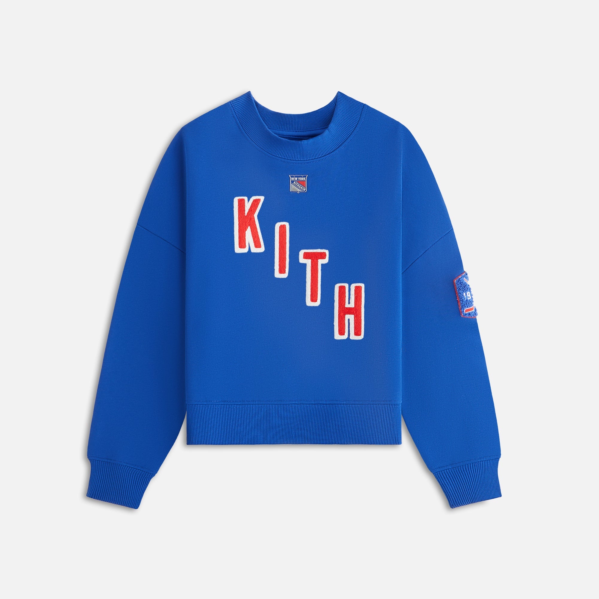 Kith Kids for the New York Rangers Skewed Nelson Crewneck - Cyclone | Kith Cyclone