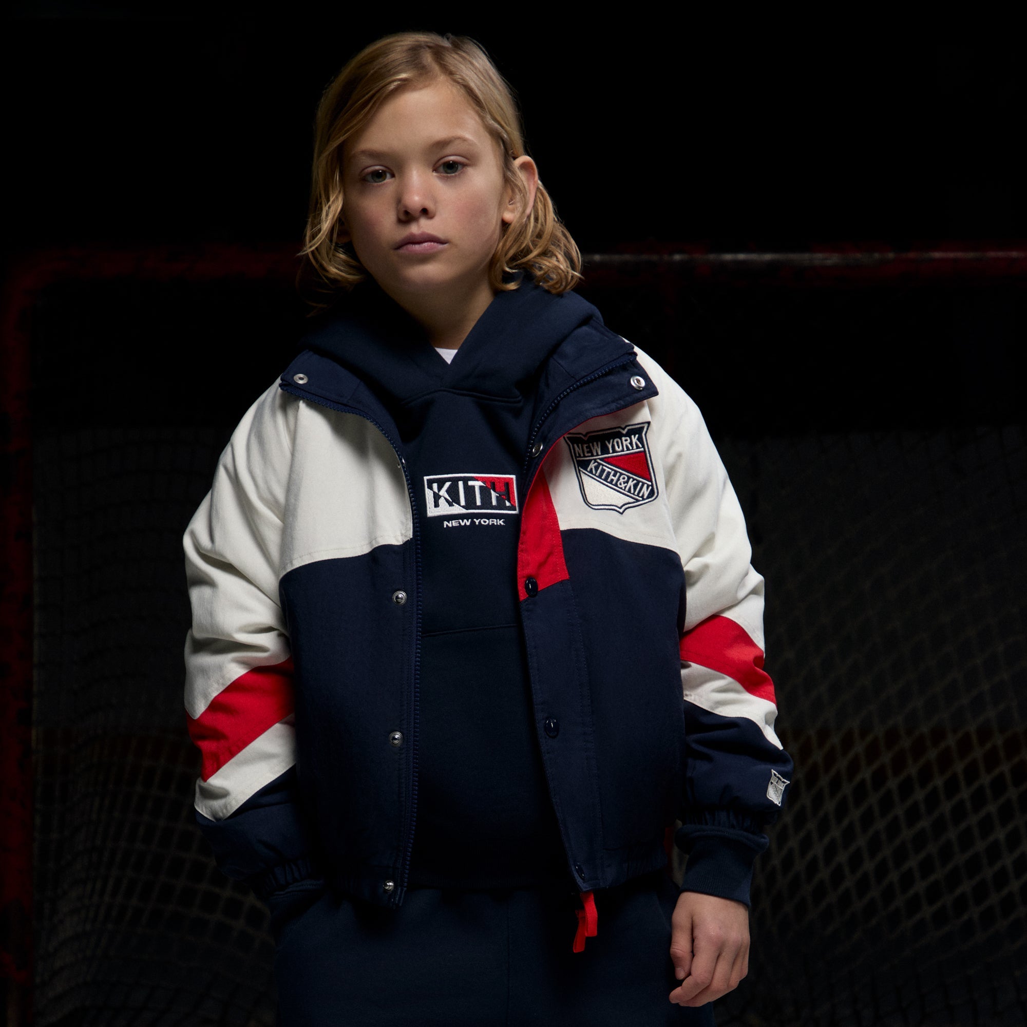 Kith Kids for the New York Rangers Nylon Padded Jacket - Nocturnal | Kith Nocturnal