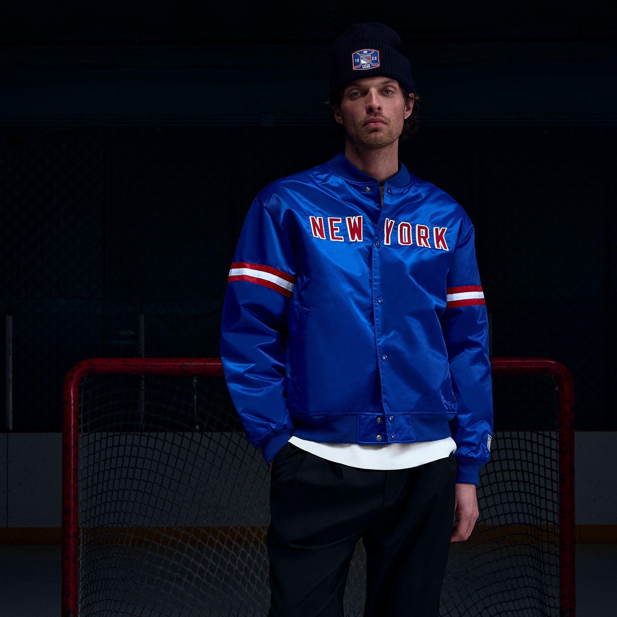 Kith for the New York Rangers Satin Bomber Jacket - Cyclone | Kith Cyclone