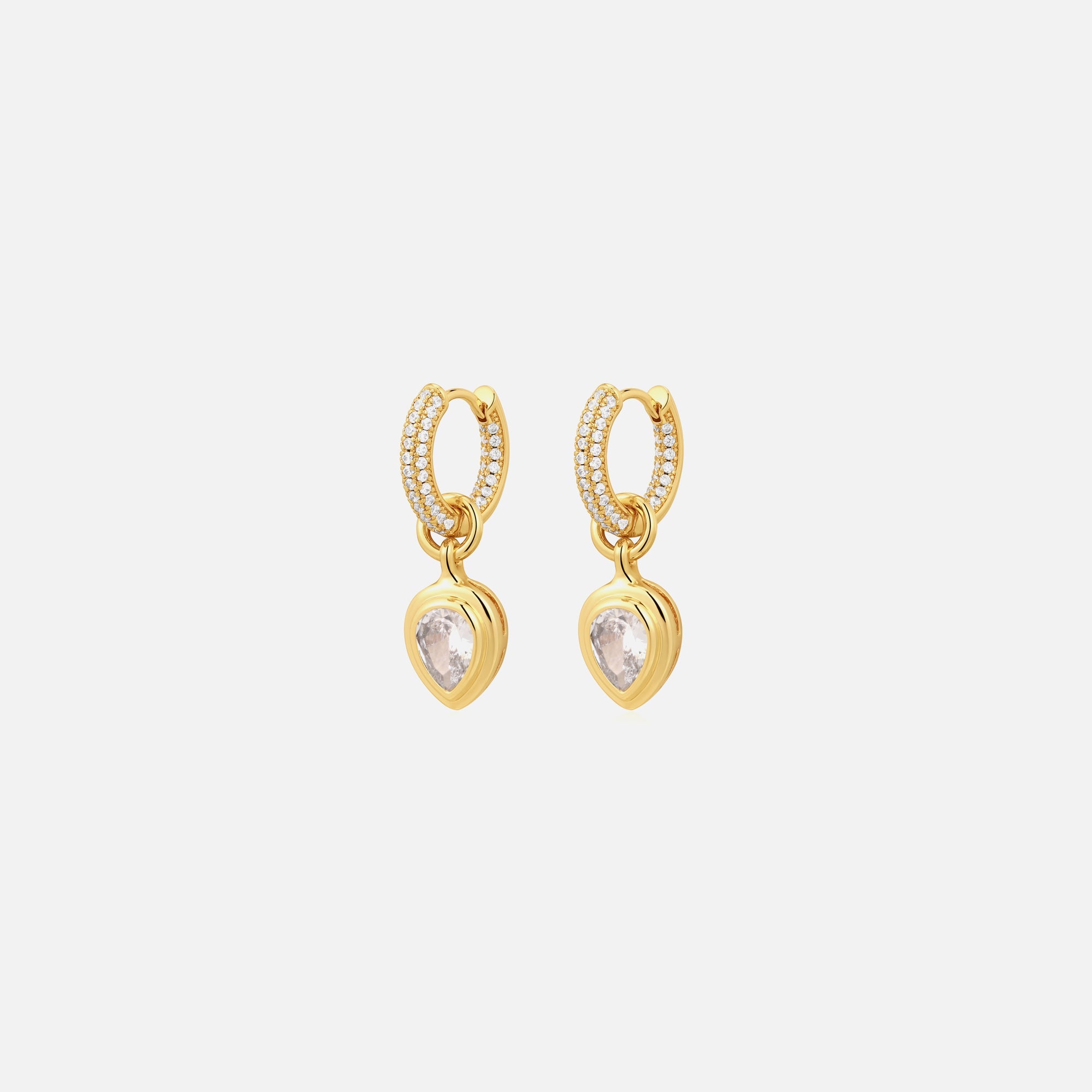 Luv AJ The Pear Double Bezel Charm Huggies - Gold | Kith Gold