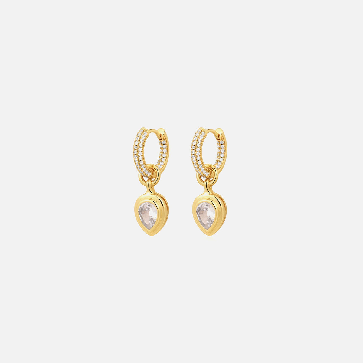 Luv AJ The Pear Double Bezel Charm Huggies - Gold | Kith Gold