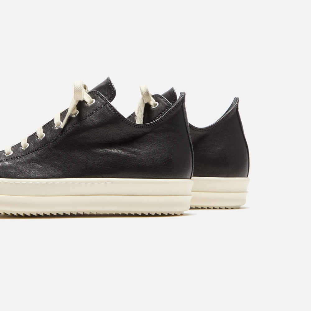 Rick Owens Low Sneakers Scarpe In Pelle - Black / Milk / Milk | Kith Black / Milk / Milk