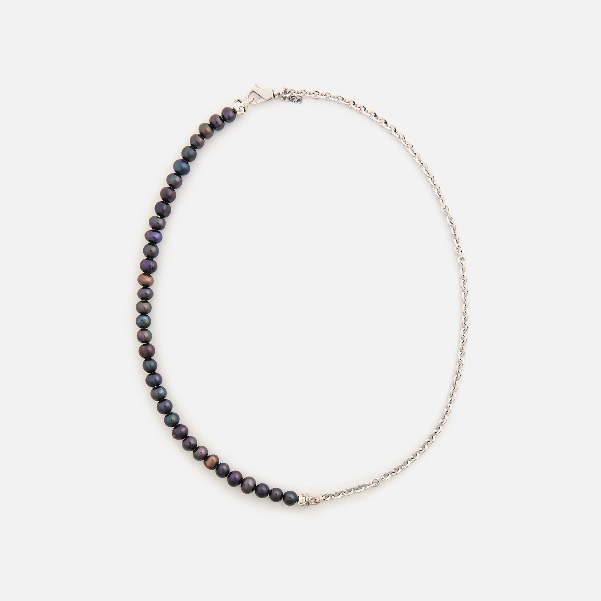 Emanuele Bicocchi Half Chain and Black Pearls Necklace (Small) - Silve | Kith Silver / Black