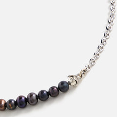 Emanuele Bicocchi Half Chain and Black Pearls Necklace (Small) - Silve | Kith Silver / Black