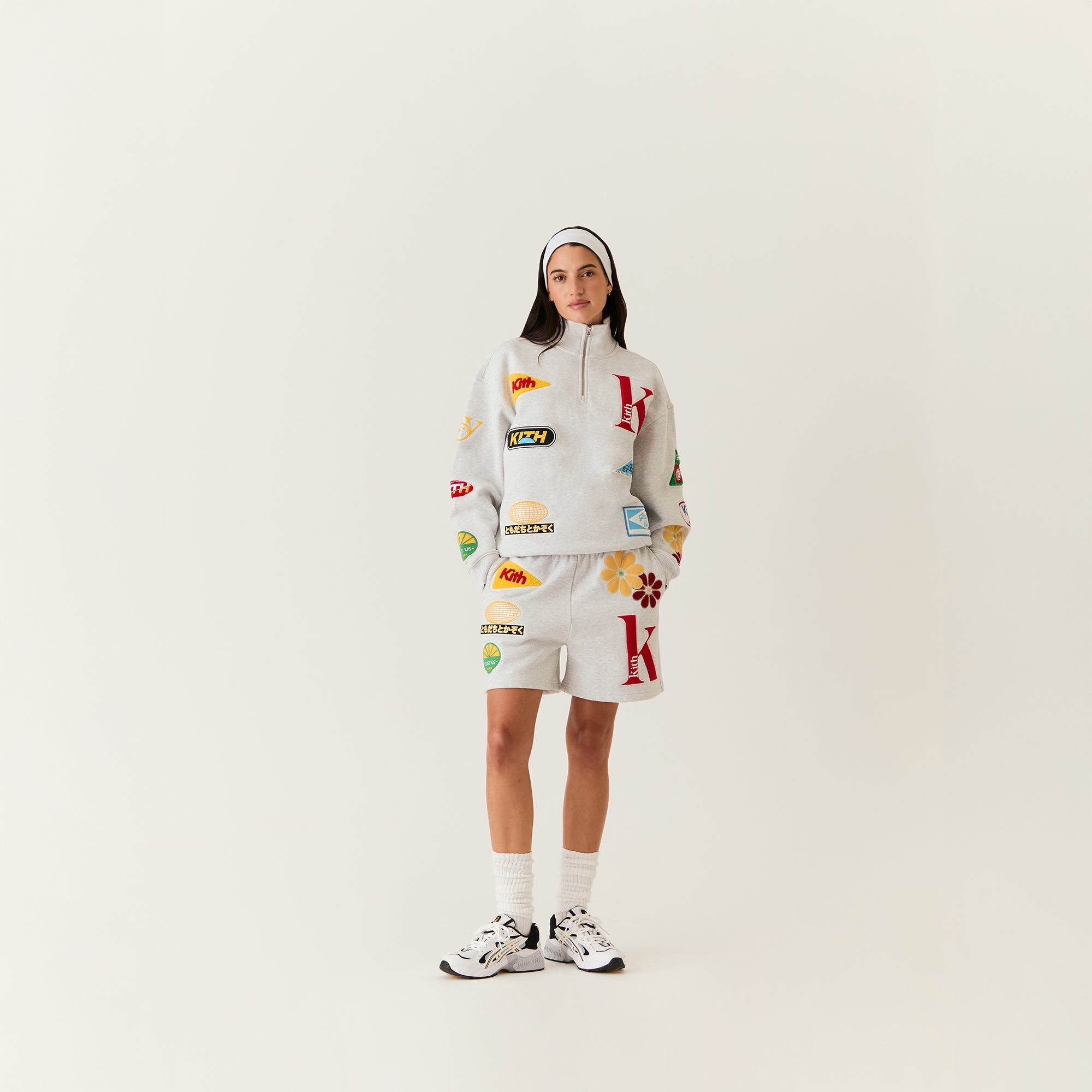Kith Women Rayne Patched Sweatshort - Light Heather Grey | Kith Light Heather Grey