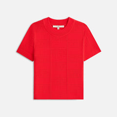 Kith Women Arys Monogram Pointelle Tee - Cinnabar | Kith Cinnabar