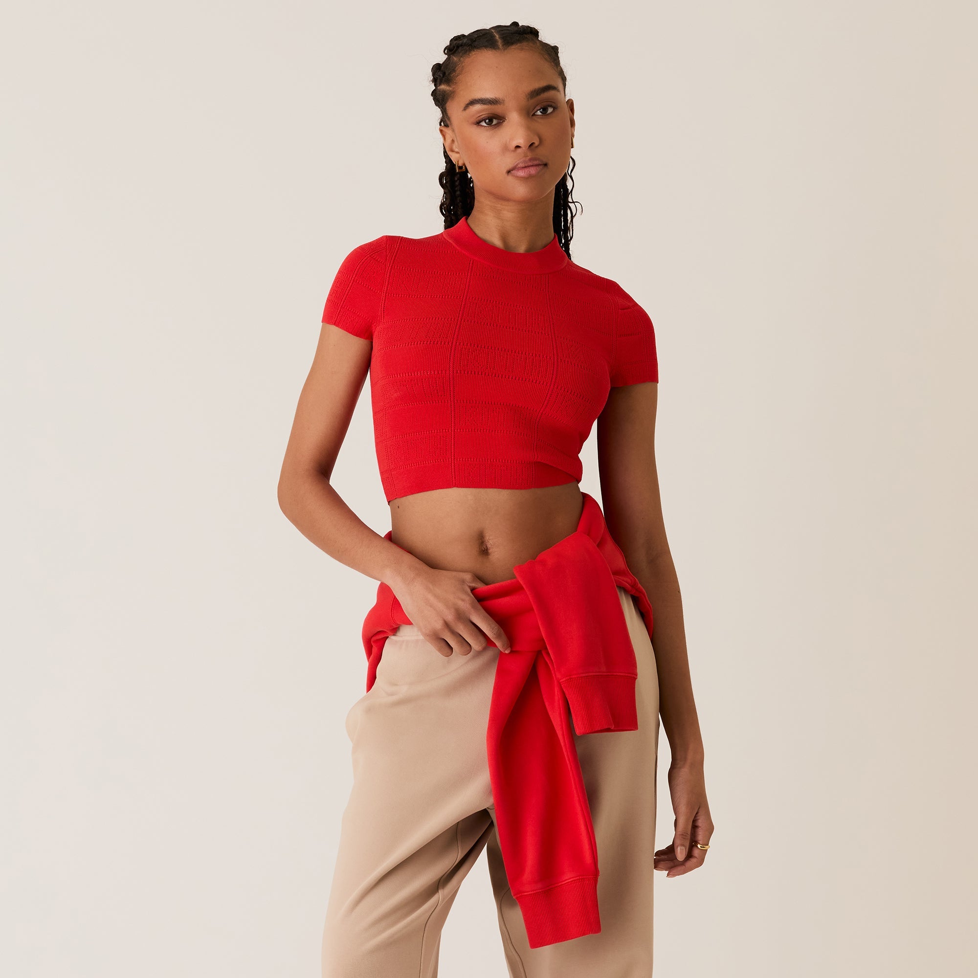 Kith Women Arys Monogram Pointelle Tee - Cinnabar | Kith Cinnabar