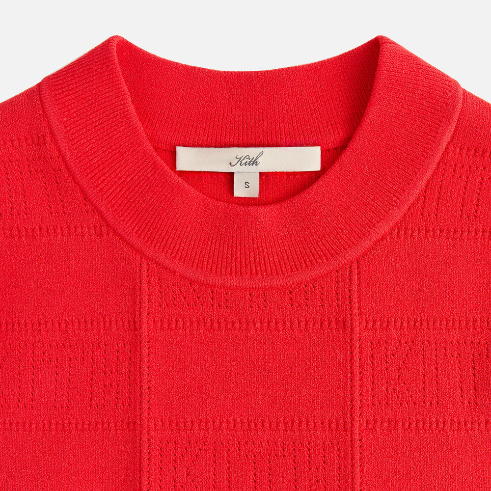 Kith Women Arys Monogram Pointelle Tee - Cinnabar | Kith Cinnabar