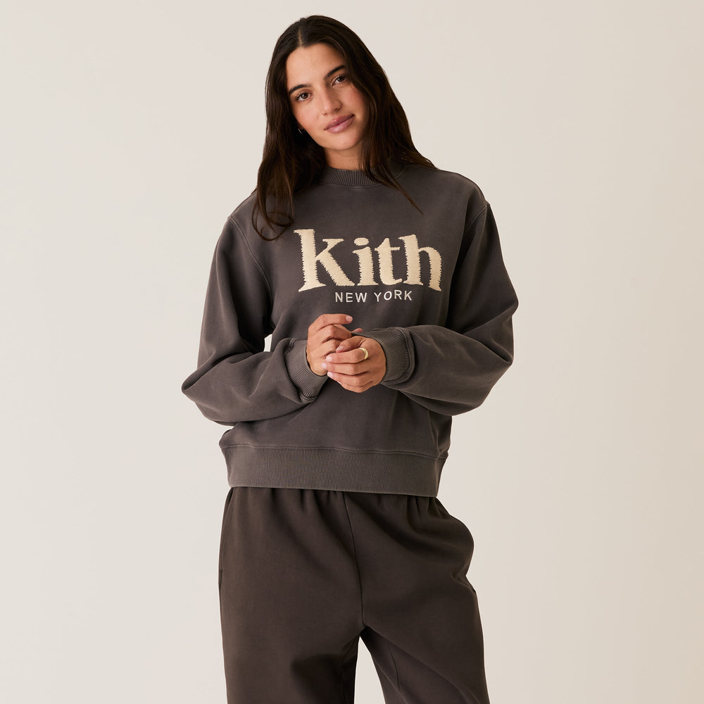 Kith Women Ashwin Sueded New York Crewneck - Hematite | Kith Hematite