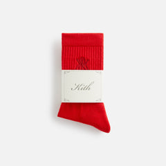 Kith Women Crest Crew Sock - Cinnabar | Kith Cinnabar